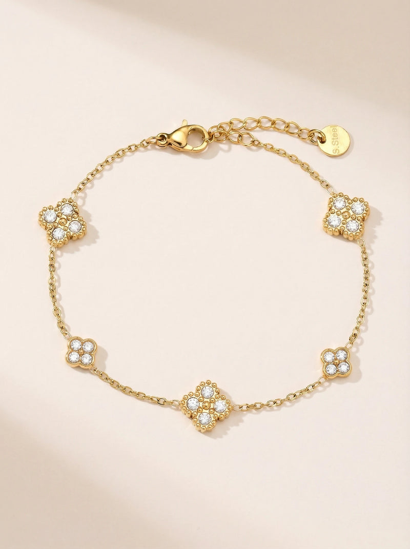 Nice Lucky Flower Edelstahl Armkette