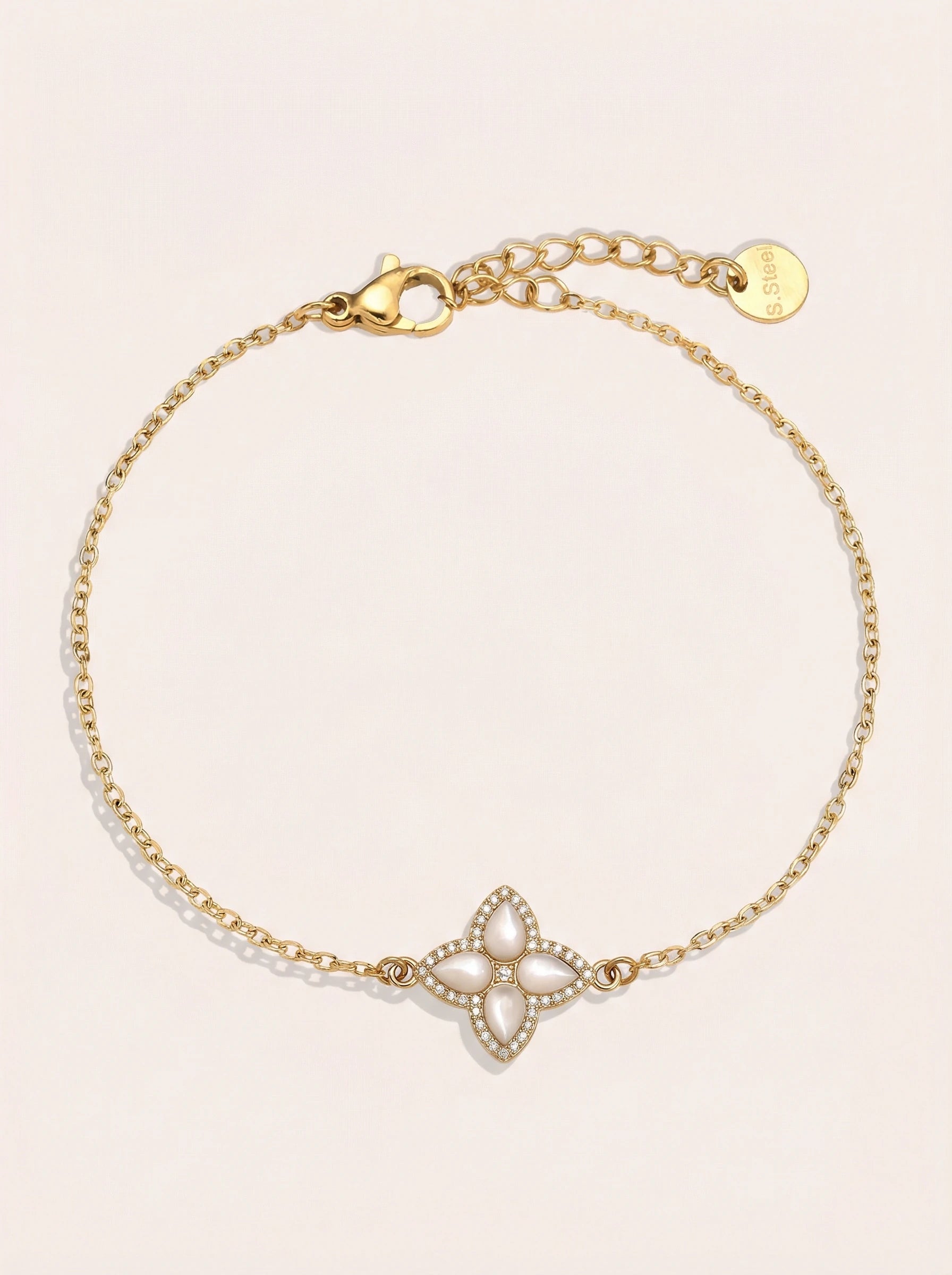Nice Diamond Luckly Flower Edelstahl Armkette