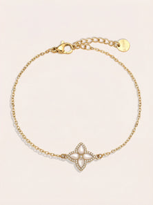Nice Diamond Luckly Flower Edelstahl Armkette