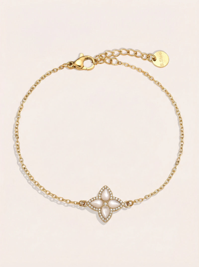Nice Diamond Luckly Flower Edelstahl Armkette