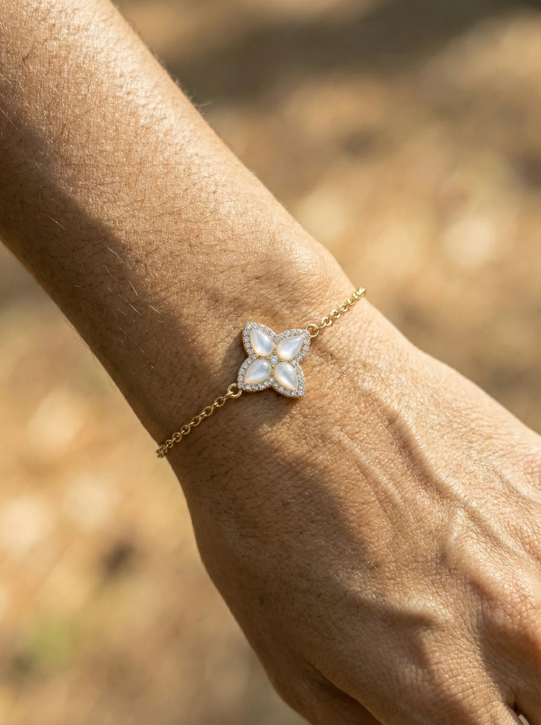 Nice Diamond Luckly Flower Edelstahl Armkette - Produktbild 4