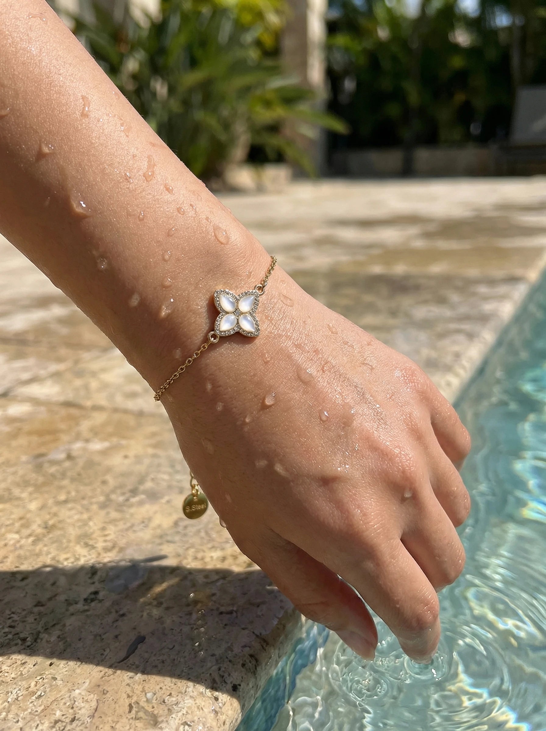 Nice Diamond Luckly Flower Edelstahl Armkette - Produktbild 6
