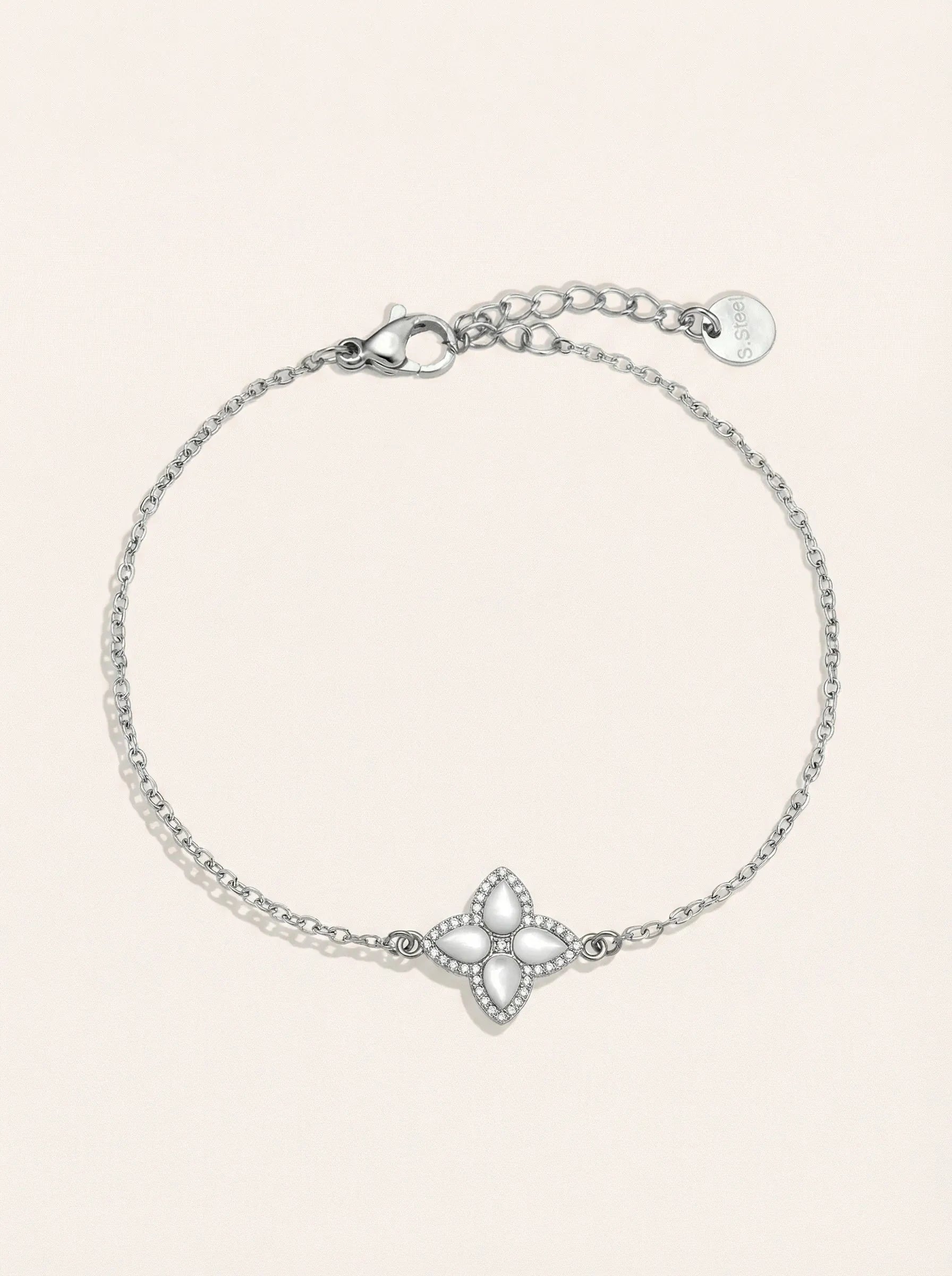 Nice Diamond Luckly Flower Edelstahl Armkette - Produktbild 7