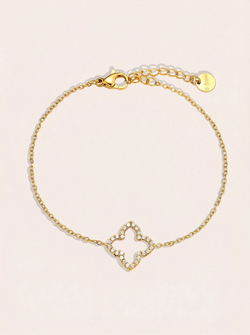 Classic Diamond Lucky Flower Edelstahl Armkette