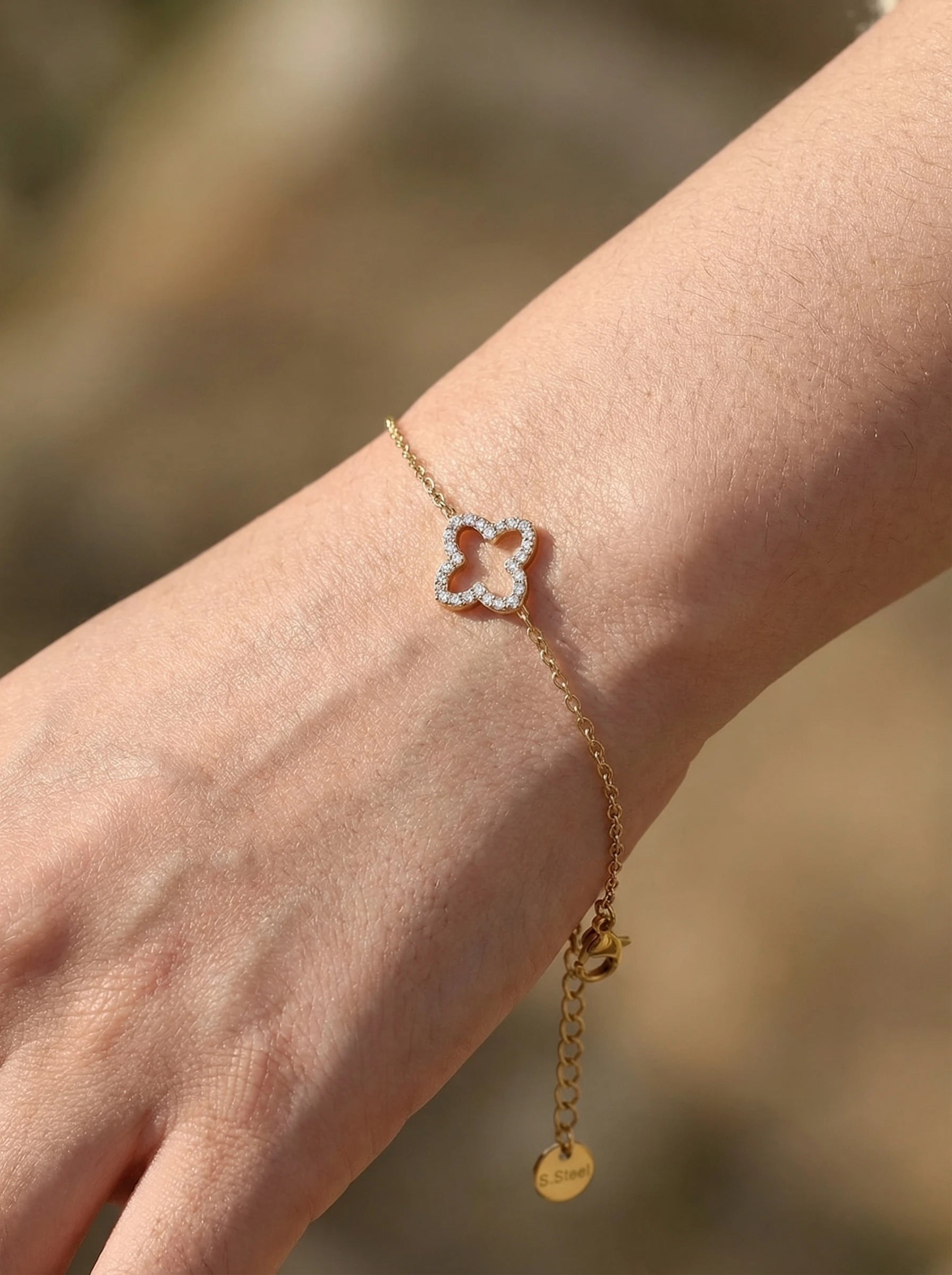 Classic Diamond Lucky Flower Edelstahl Armkette - Produktbild 3