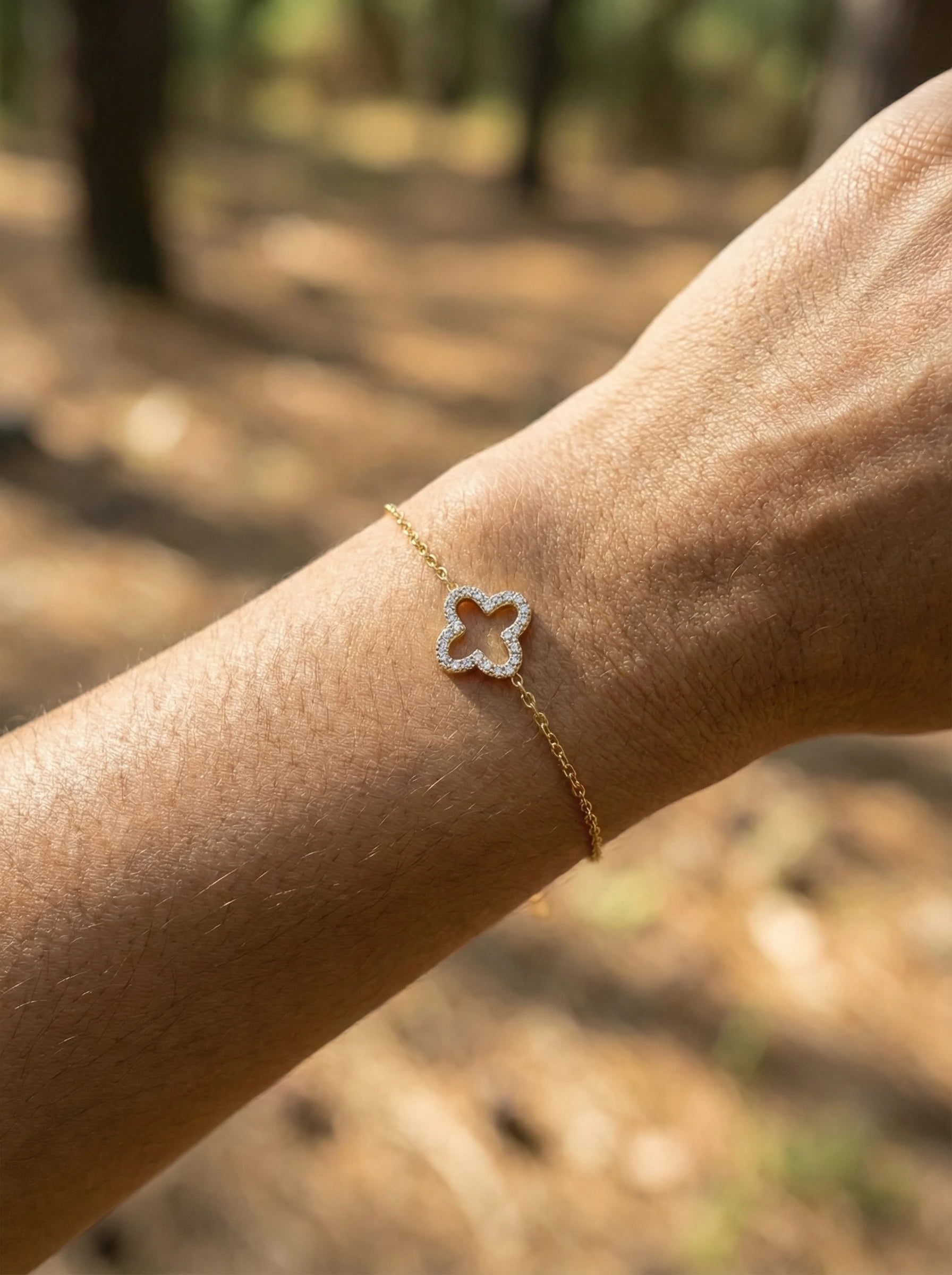 Classic Diamond Lucky Flower Edelstahl Armkette - Produktbild 4