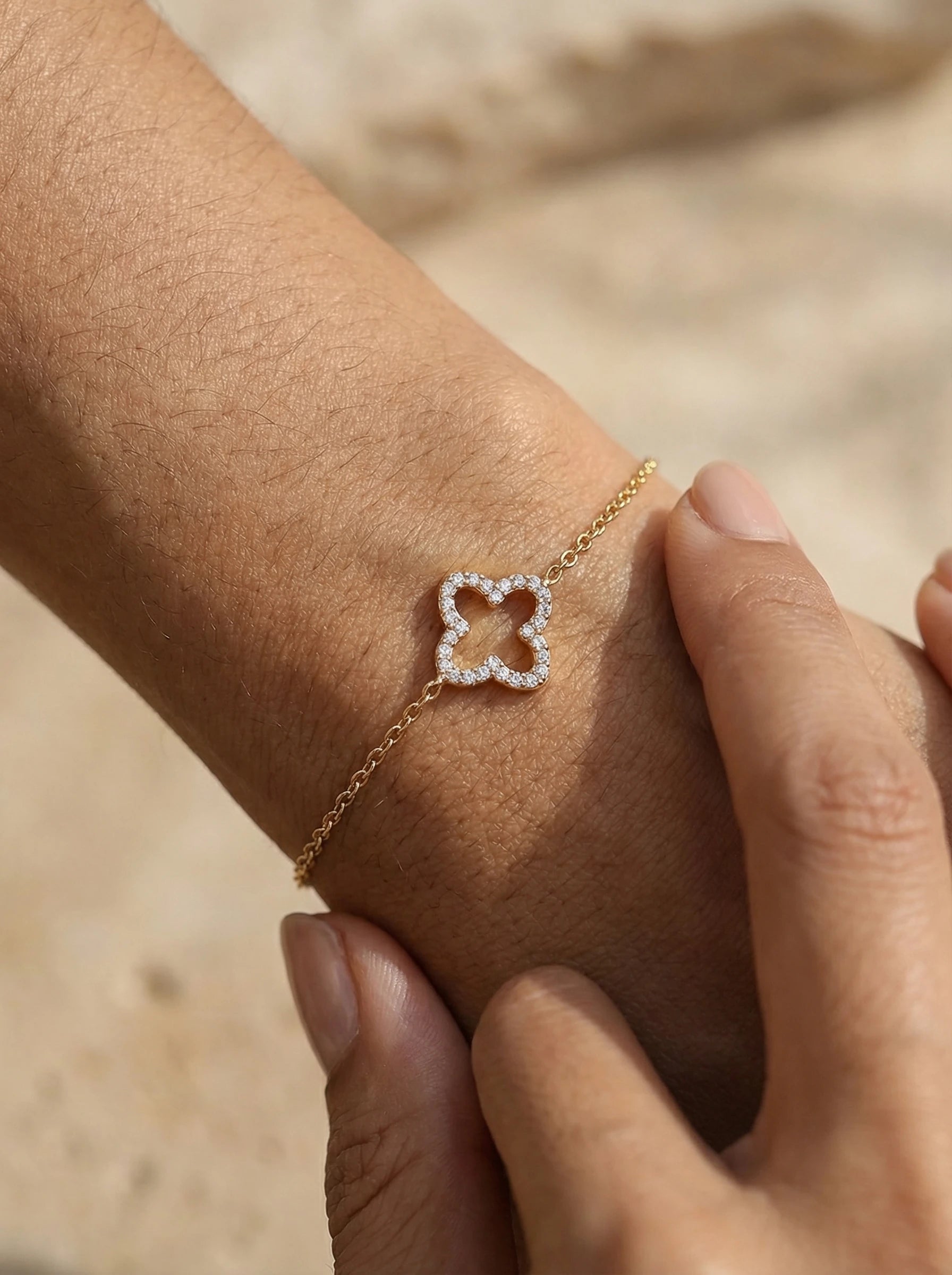 Classic Diamond Lucky Flower Edelstahl Armkette - Produktbild 5