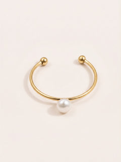 Single Pearl Edelstahl Ring