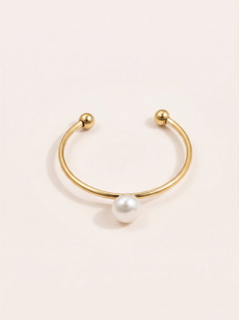 Single Pearl Edelstahl Ring