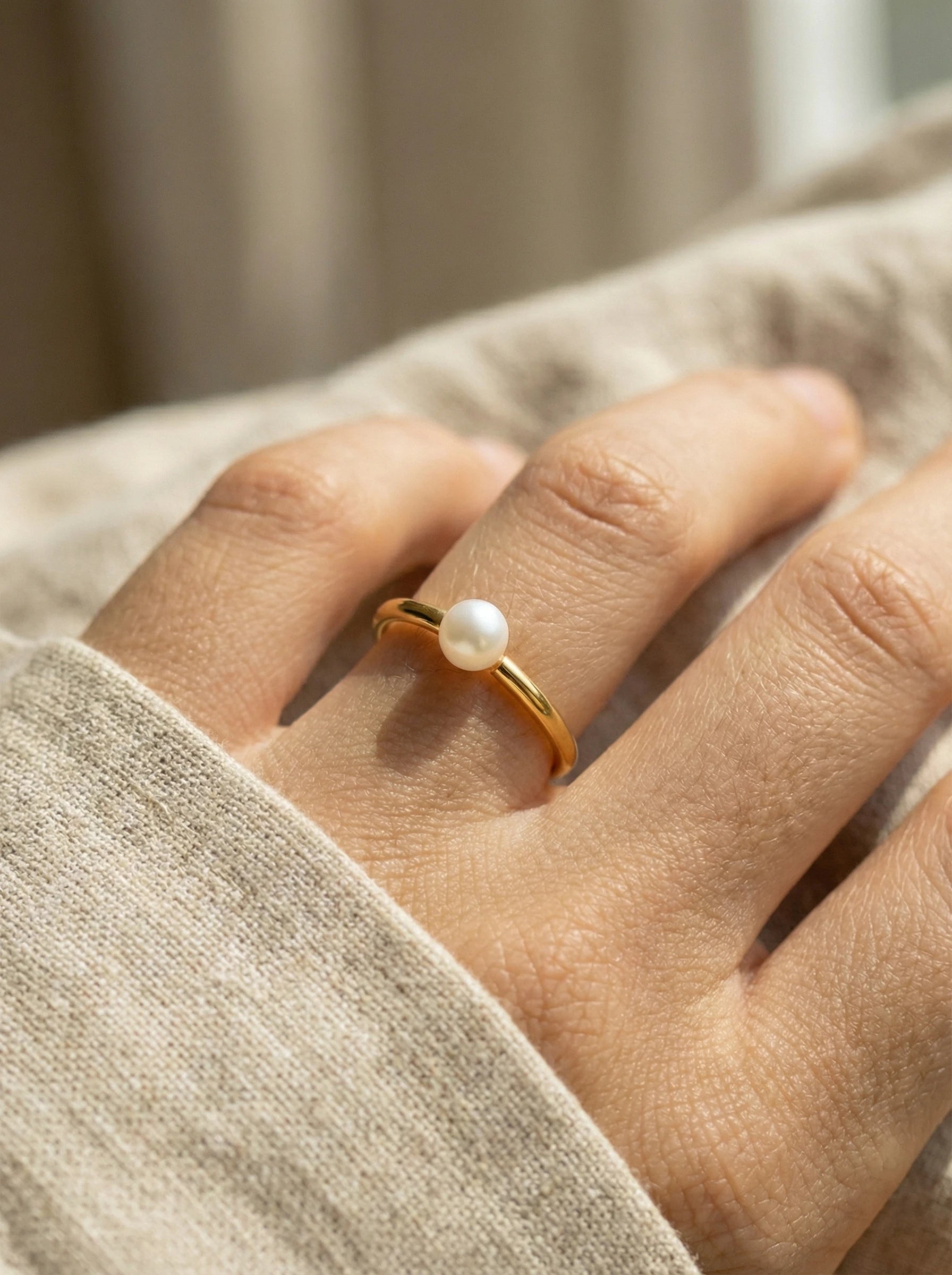 Single Pearl Edelstahl Ring - Produktbild 4