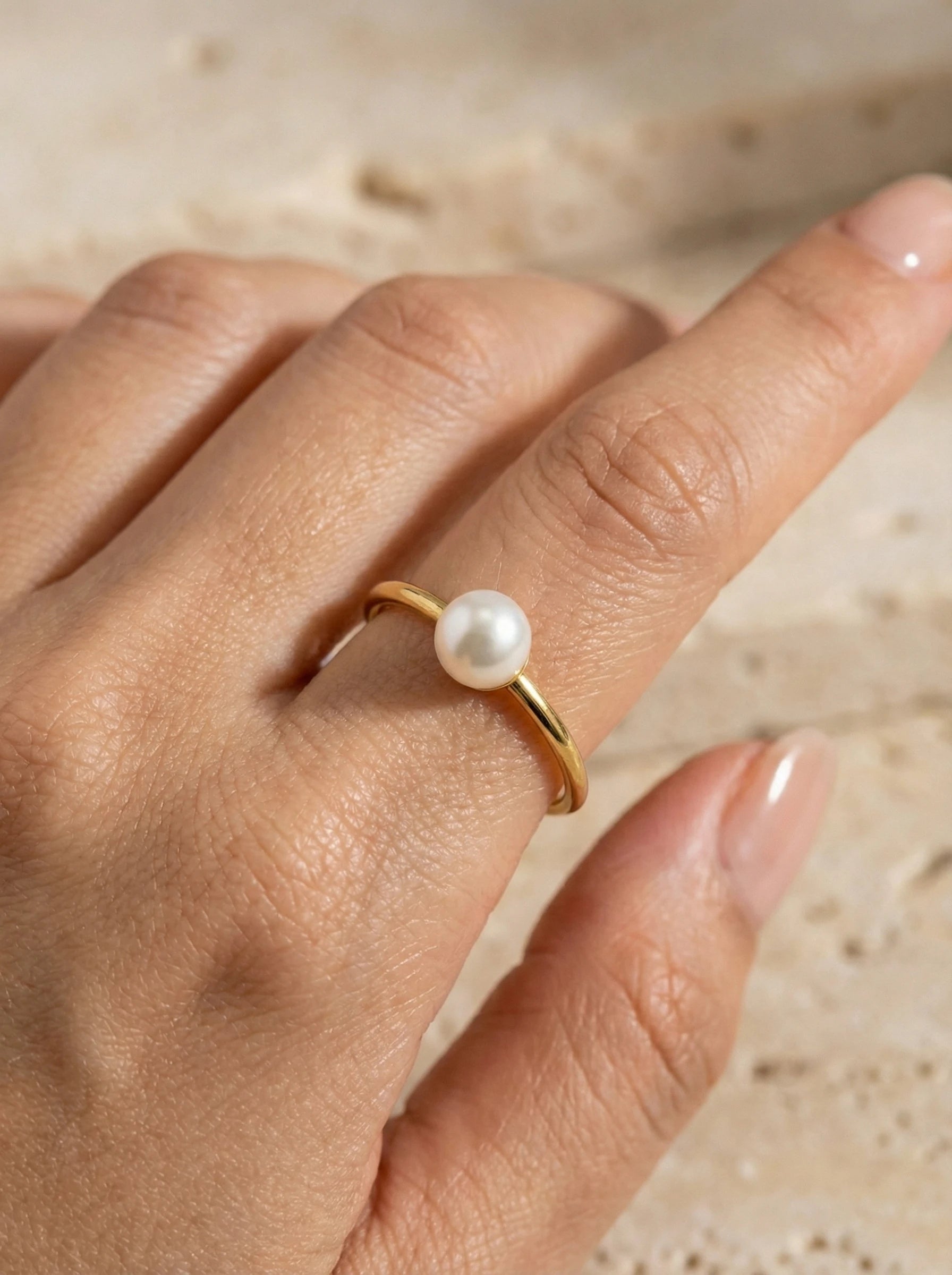 Single Pearl Edelstahl Ring - Produktbild 5