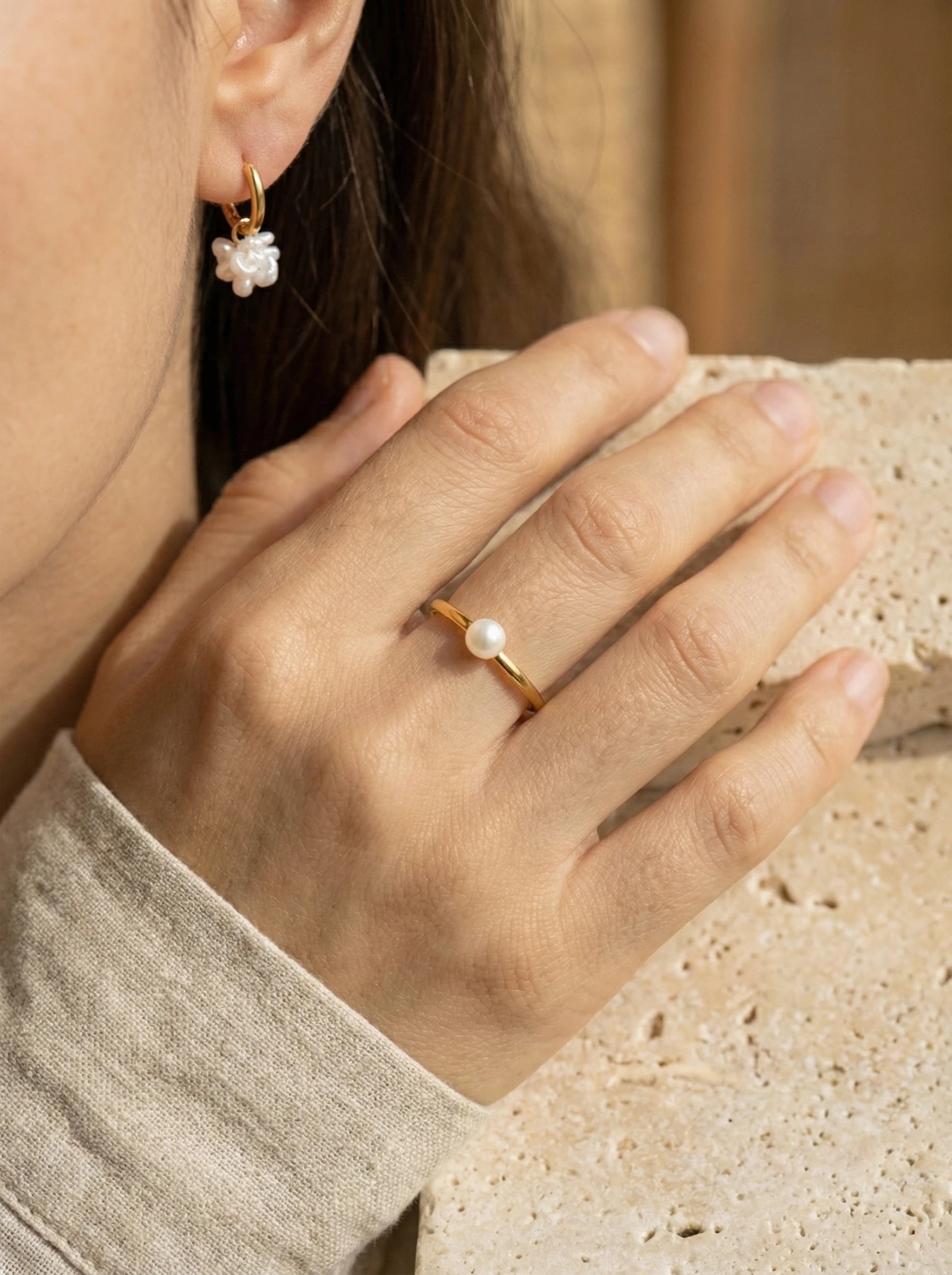 Single Pearl Edelstahl Ring - Produktbild 7