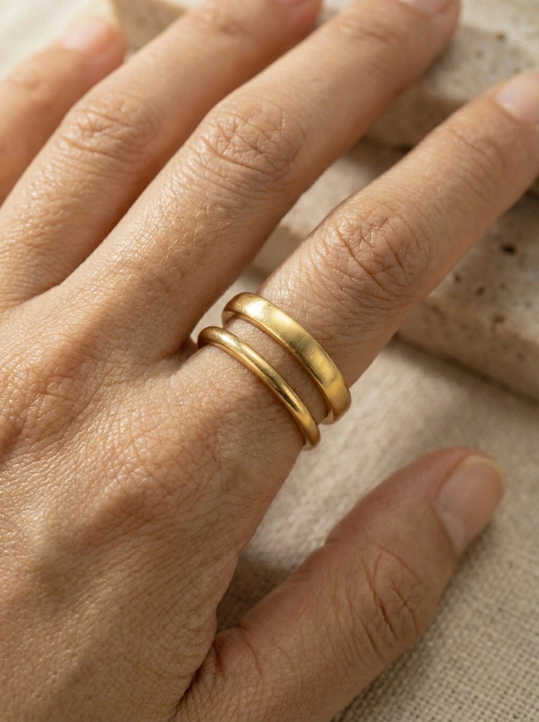 Simple Two Layered Edelstahl Ring - Produktbild 4