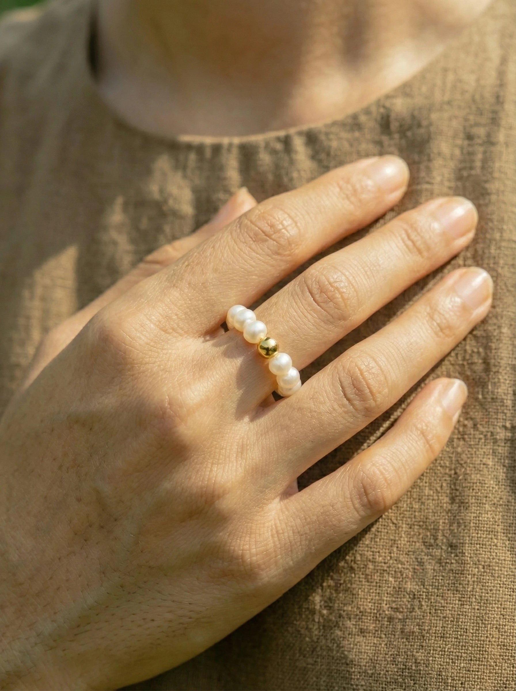 Small Pearls Edelstahl Ring - Produktbild 3