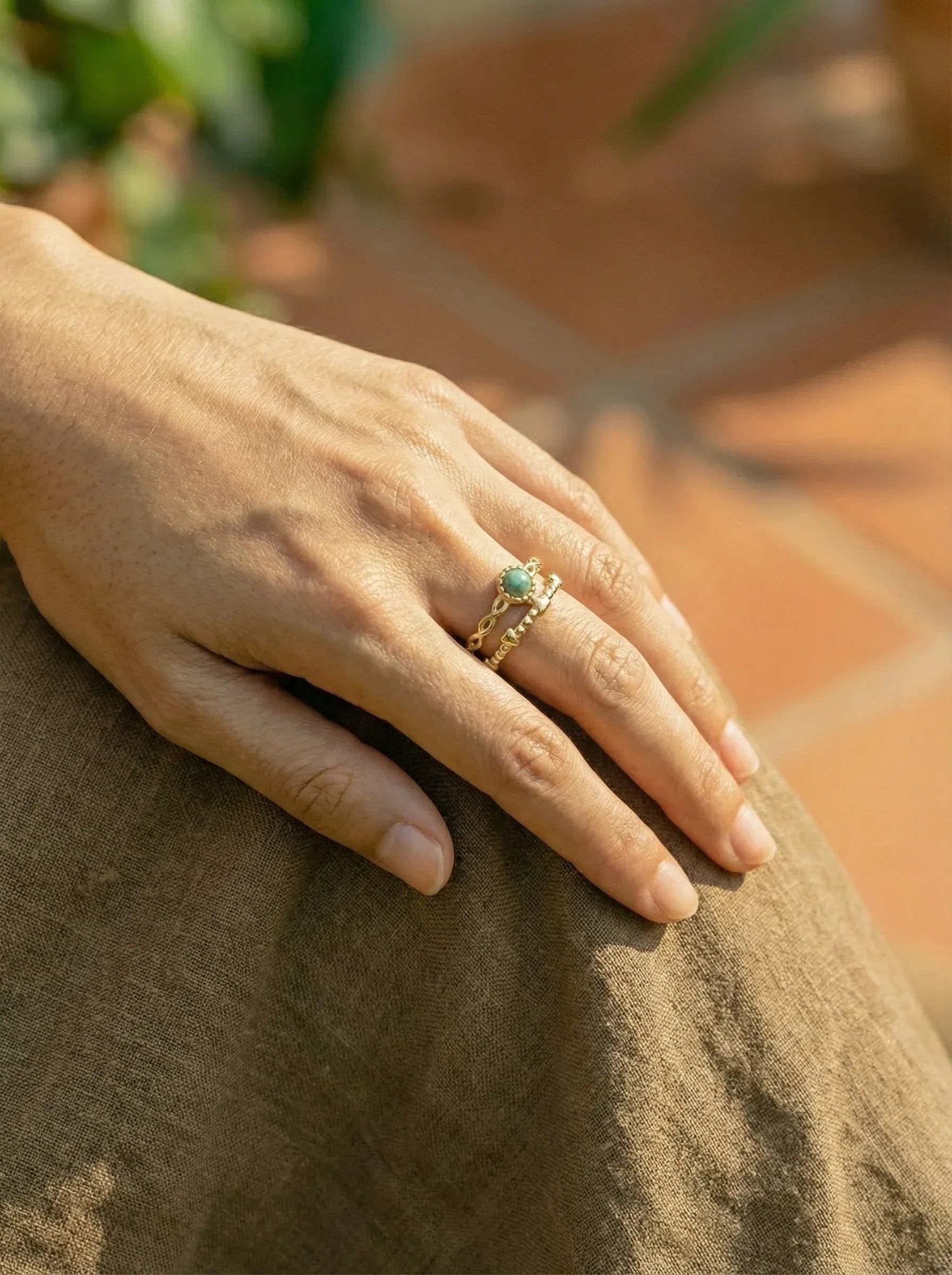 Turquoise Stone 2 Layer Edelstahl Ring - Produktbild 3