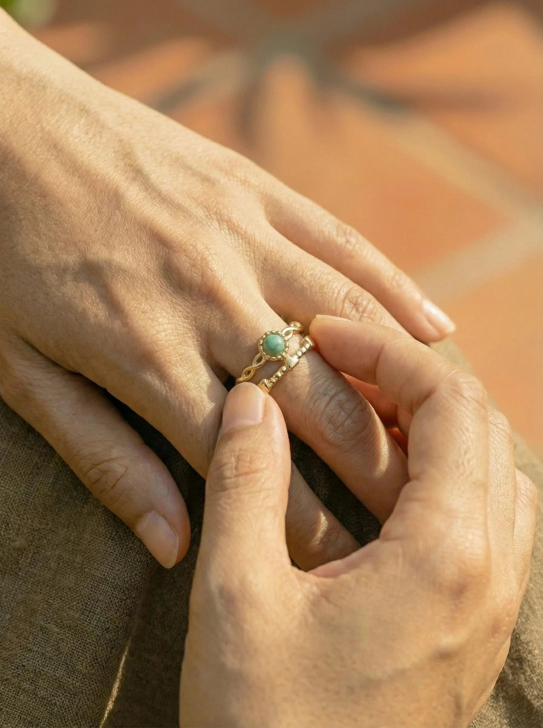 Turquoise Stone 2 Layer Edelstahl Ring - Produktbild 5