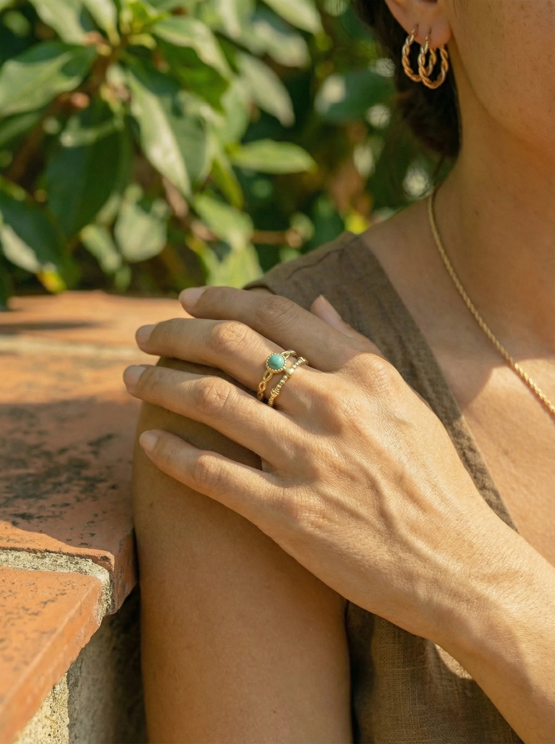 Turquoise Stone 2 Layer Edelstahl Ring - Produktbild 7