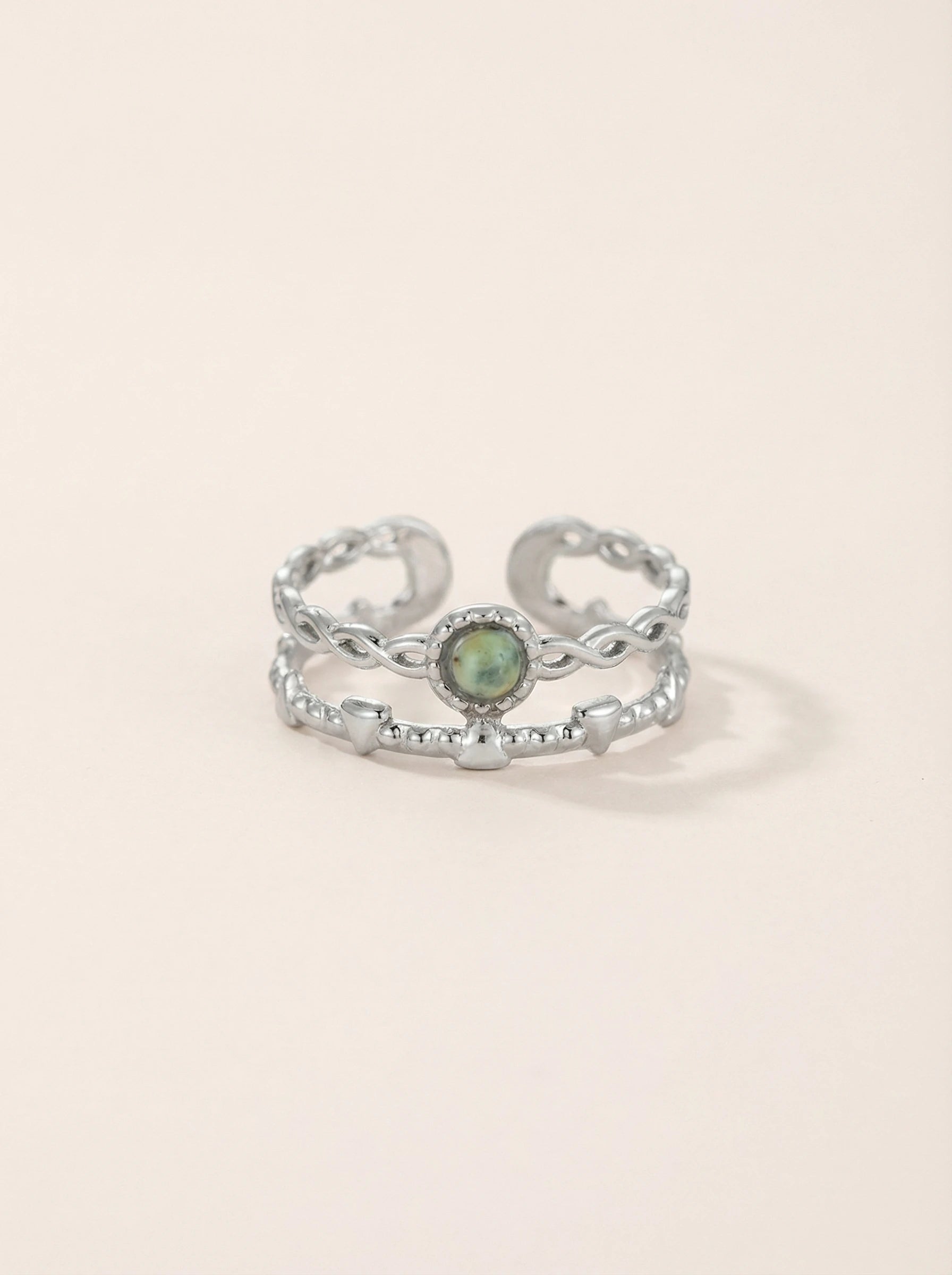 Turquoise Stone 2 Layer Edelstahl Ring - Produktbild 9