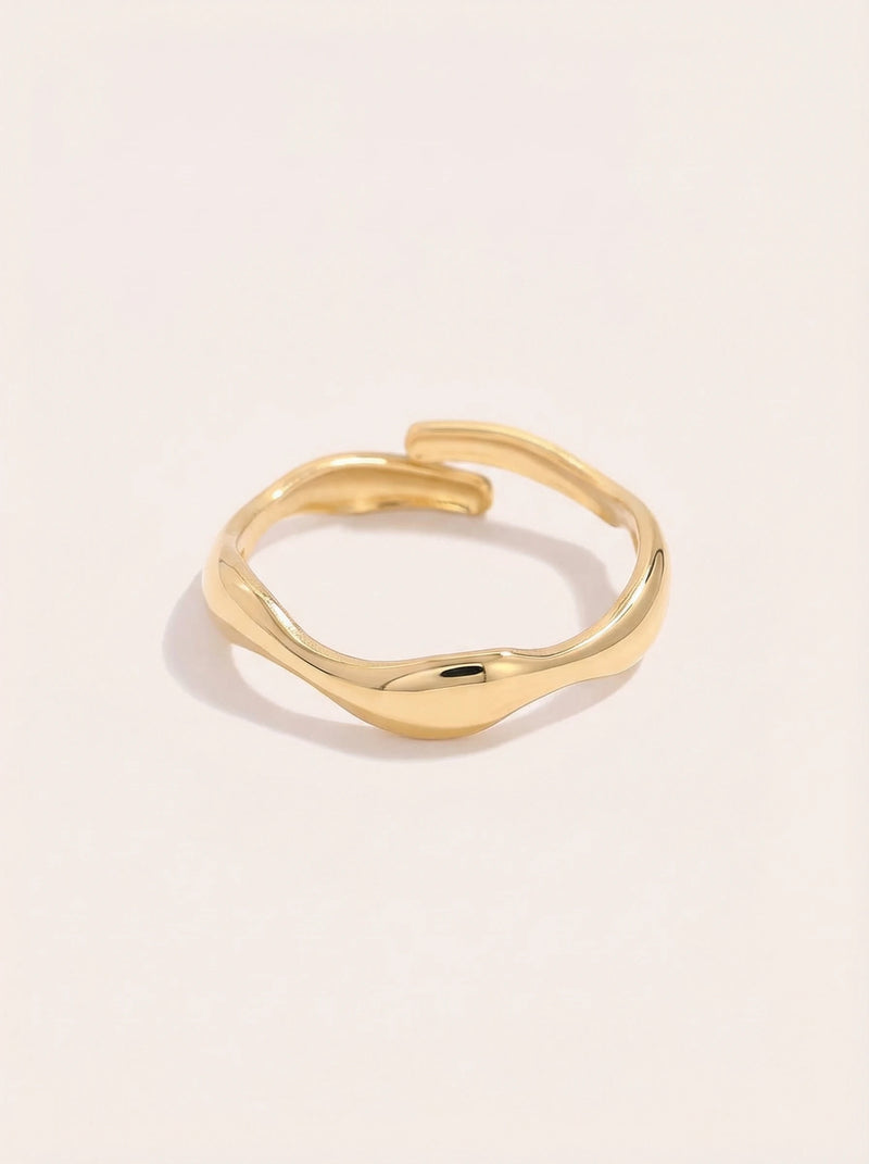 Gold Wave Edelstahl Ring