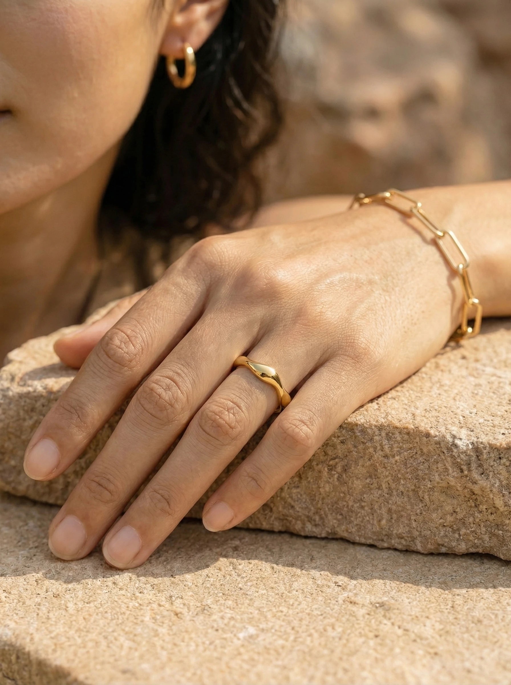 Gold Wave Edelstahl Ring - Produktbild 7