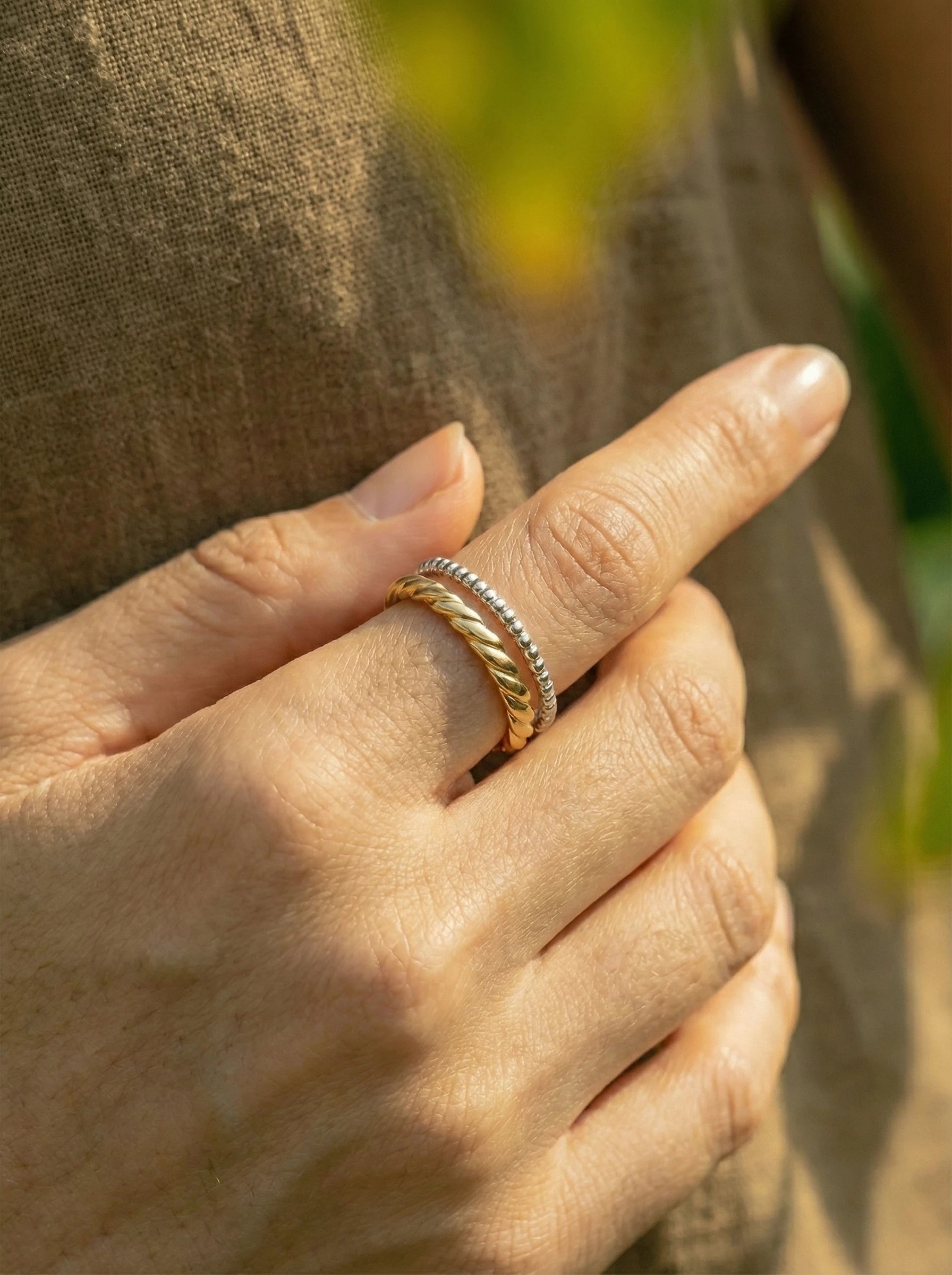 Two Thin Layer Twisted Edelstahl Ring - Produktbild 5