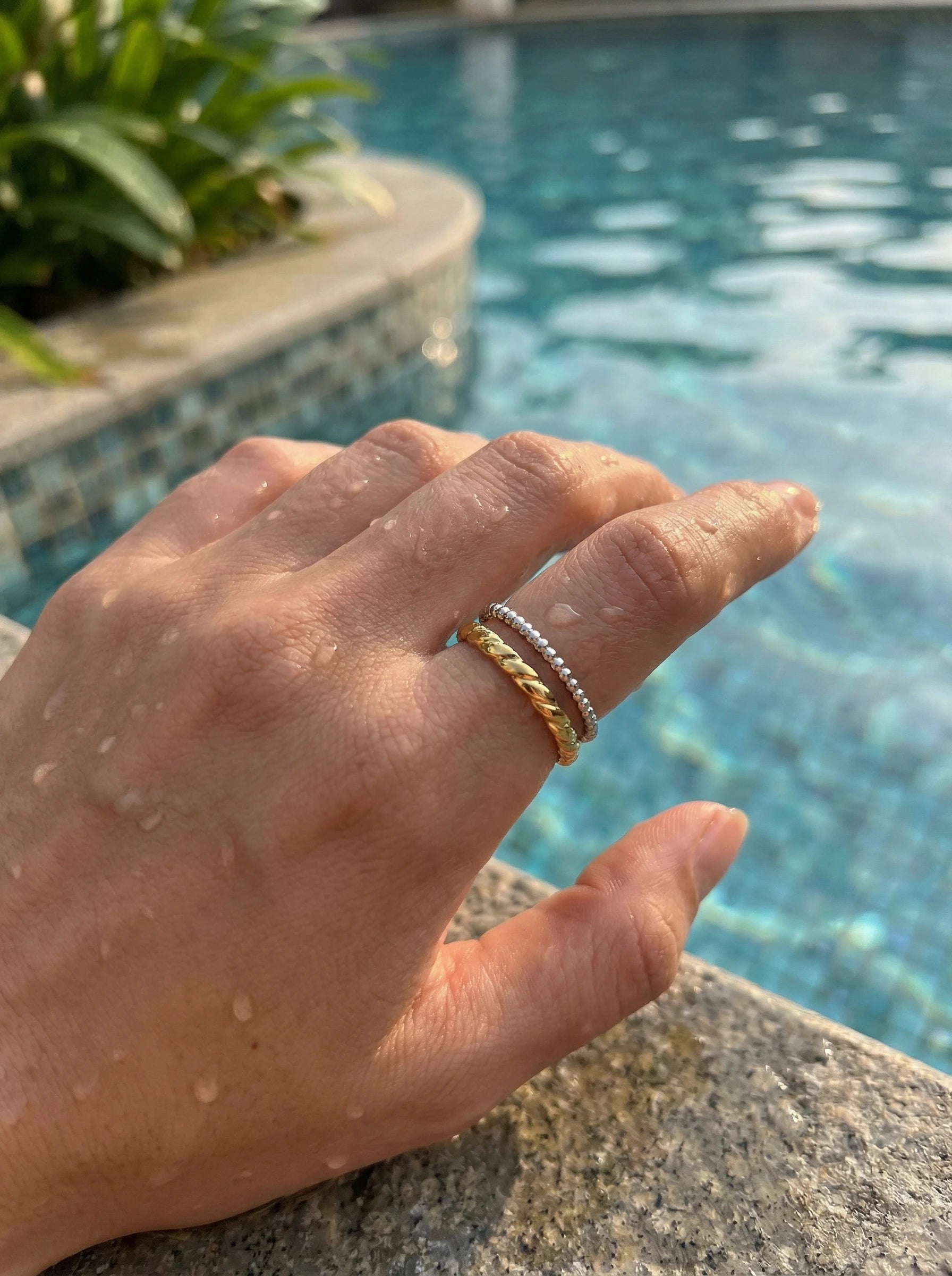 Two Thin Layer Twisted Edelstahl Ring - Produktbild 8