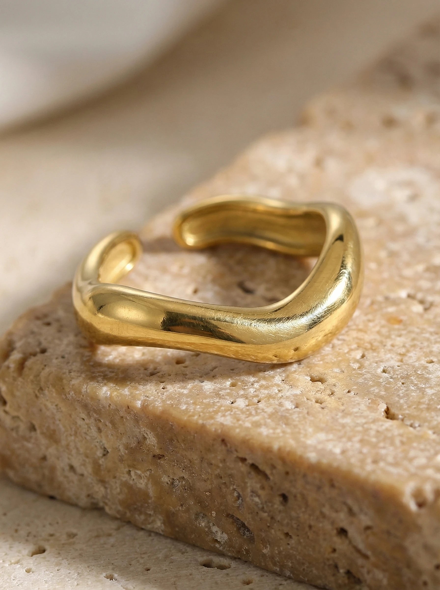 Thick Irreguläre Kurve Edelstahl Ring - Produktbild 2