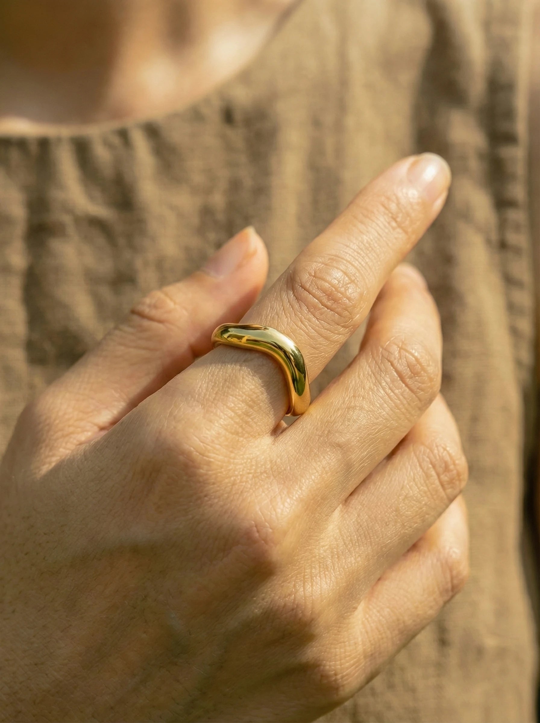 Thick Irreguläre Kurve Edelstahl Ring - Produktbild 3