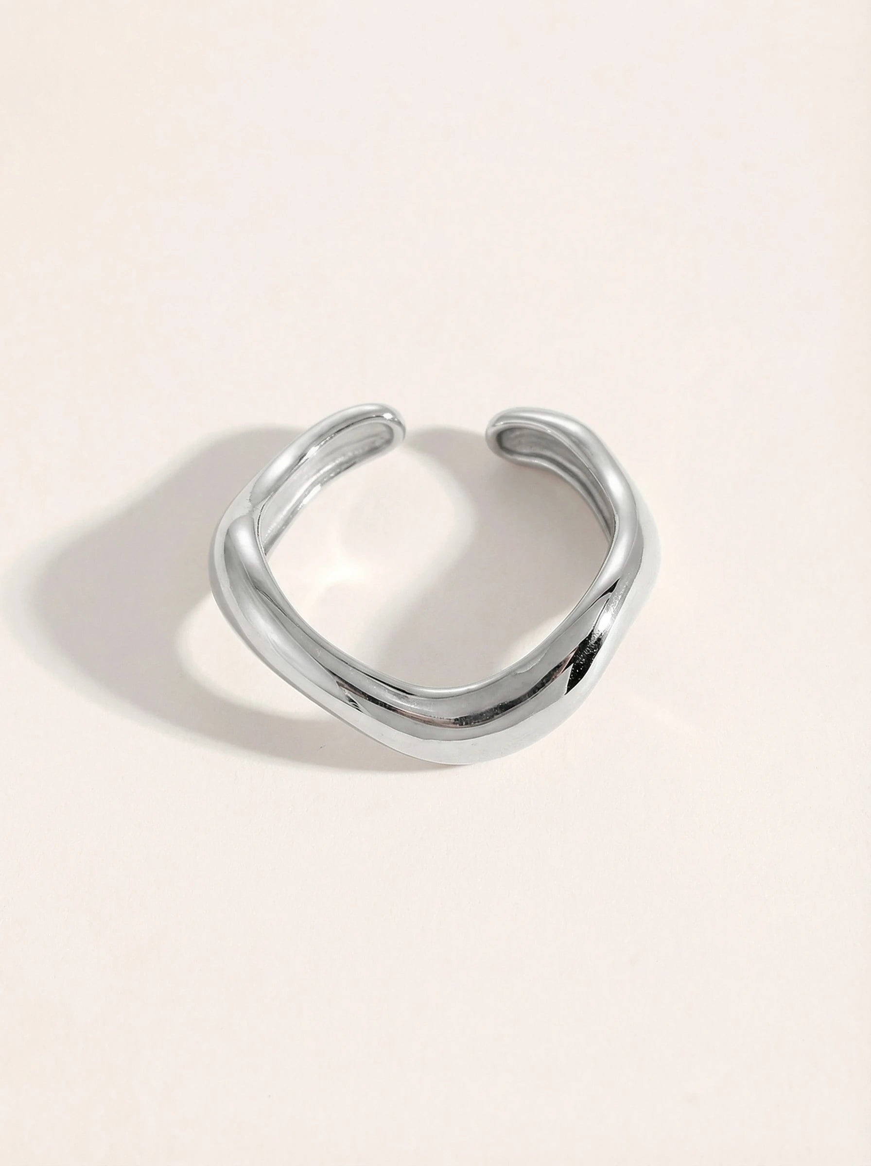 Thick Irreguläre Kurve Edelstahl Ring - Produktbild 4