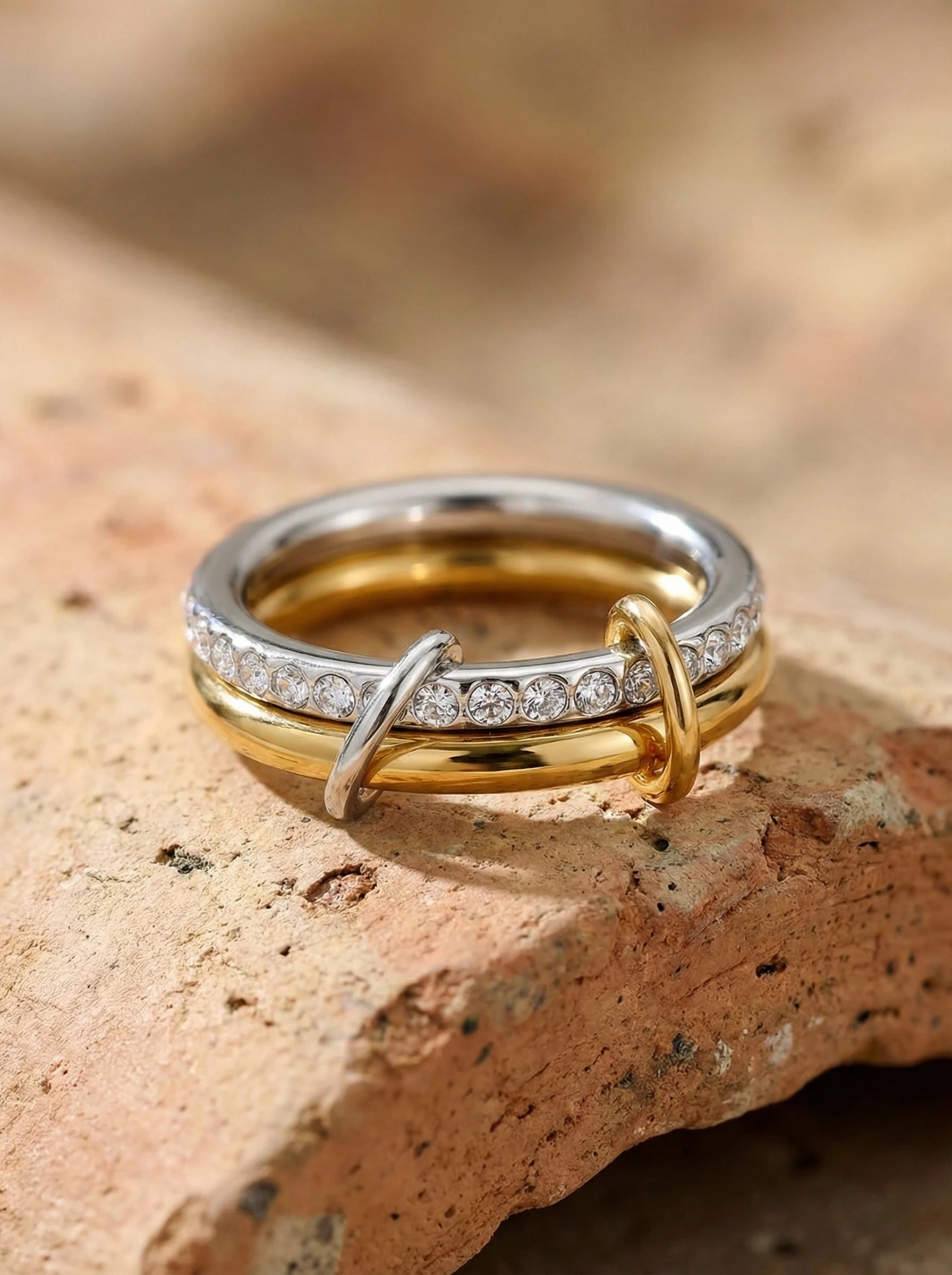 Pro Two Layer Diamond Ring Set Edelstahl Ring - Produktbild 2
