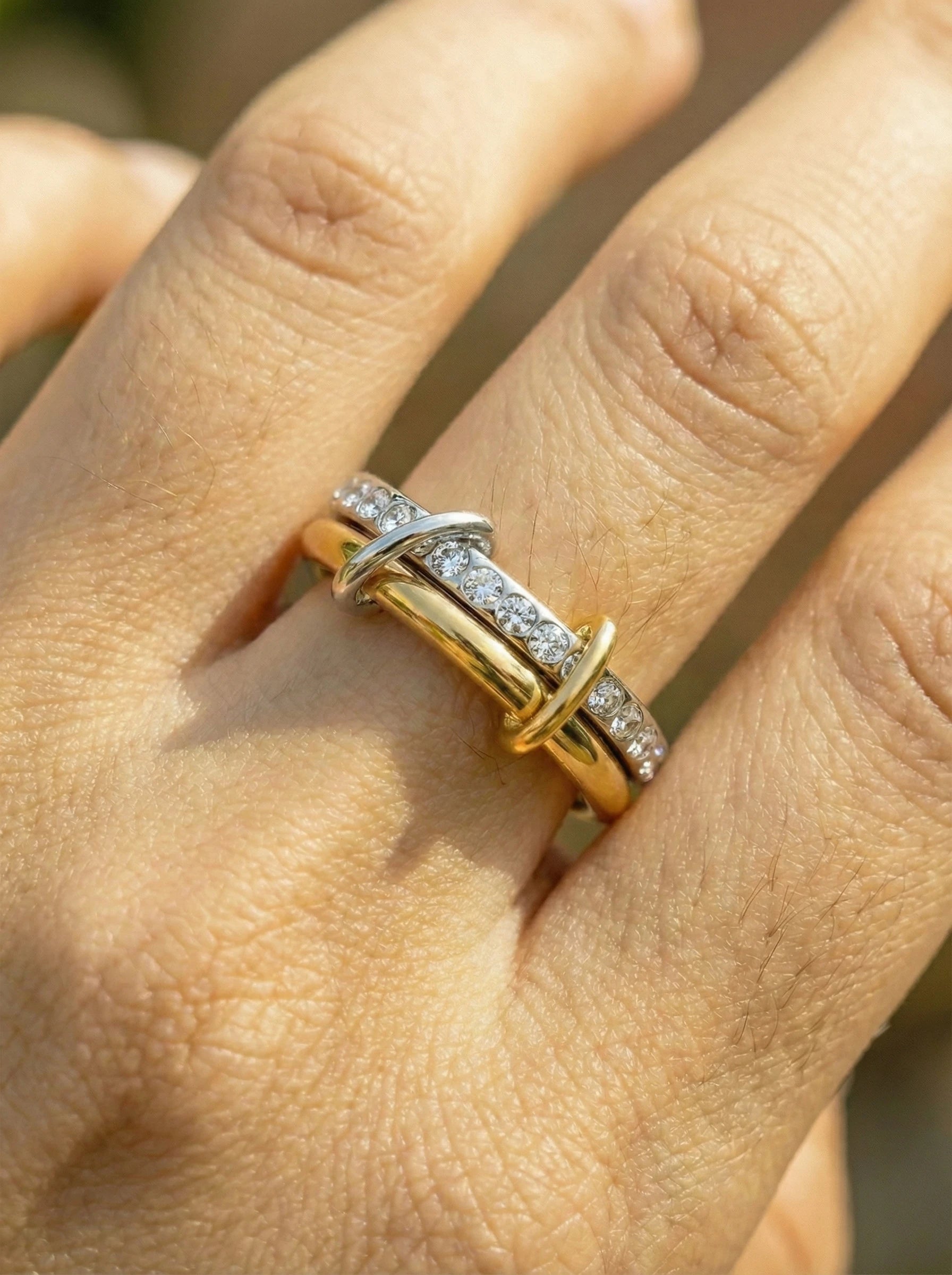 Pro Two Layer Diamond Ring Set Edelstahl Ring - Produktbild 4