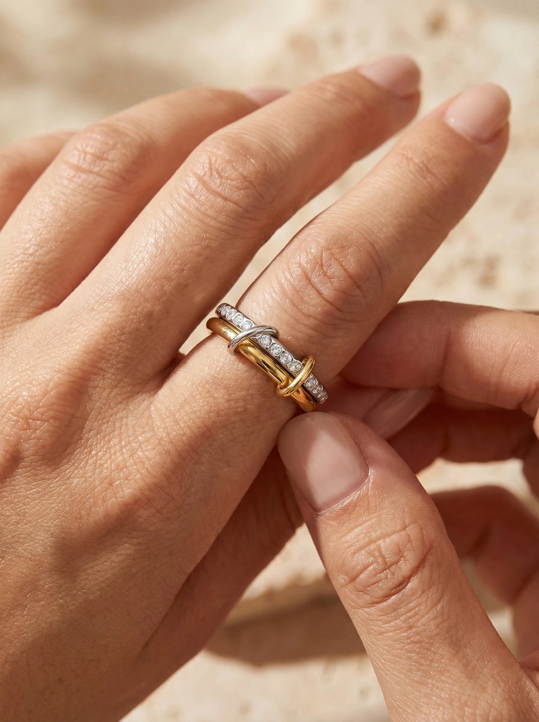 Pro Two Layer Diamond Ring Set Edelstahl Ring - Produktbild 5