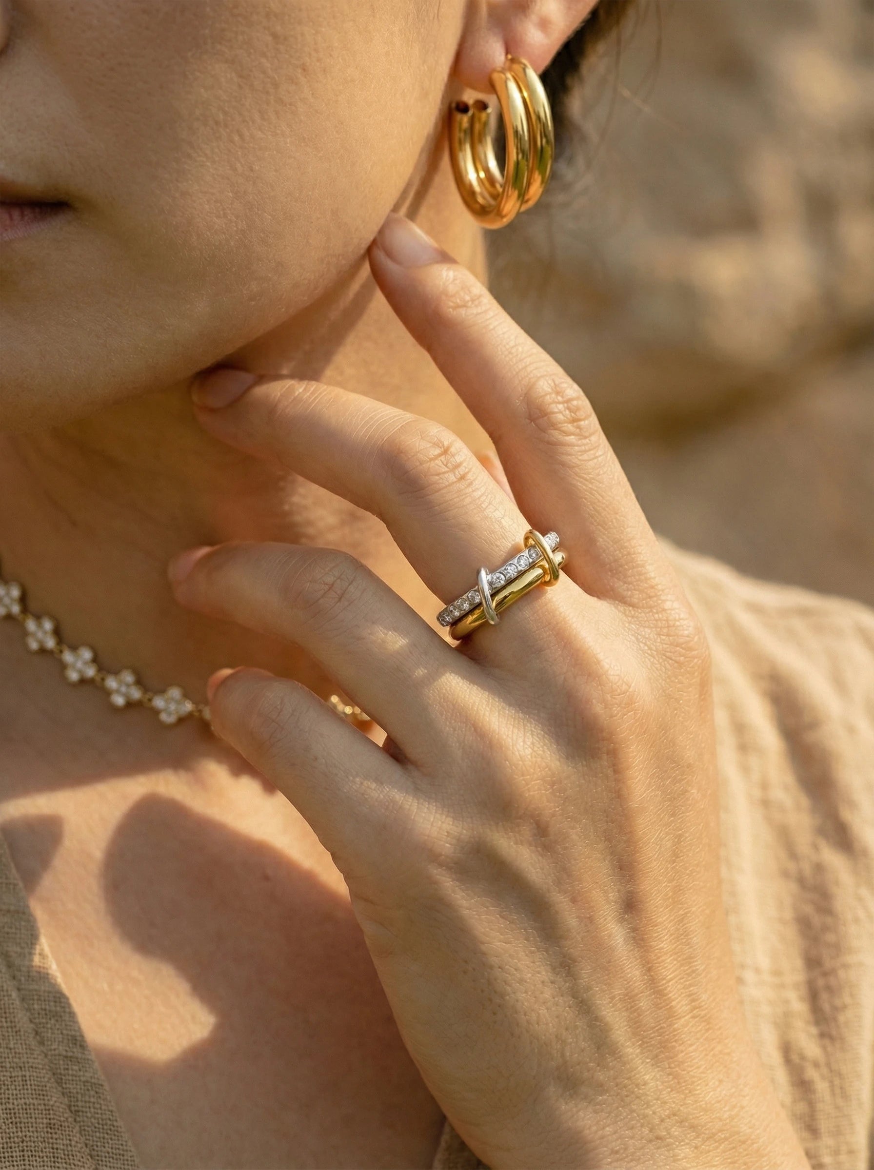 Pro Two Layer Diamond Ring Set Edelstahl Ring - Produktbild 7
