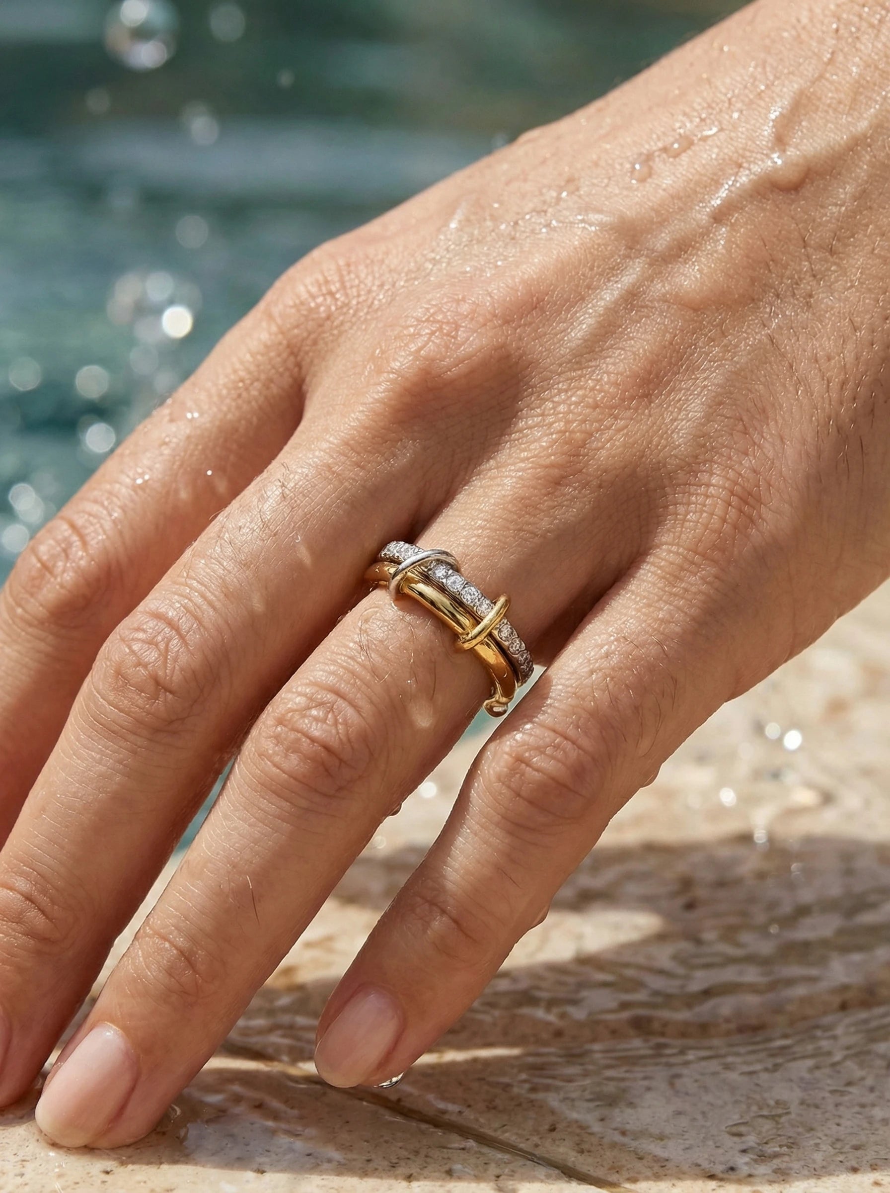 Pro Two Layer Diamond Ring Set Edelstahl Ring - Produktbild 8