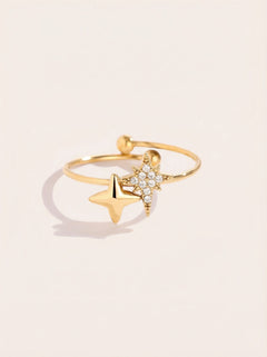 Two Sharp Stars Edelstahl Ring