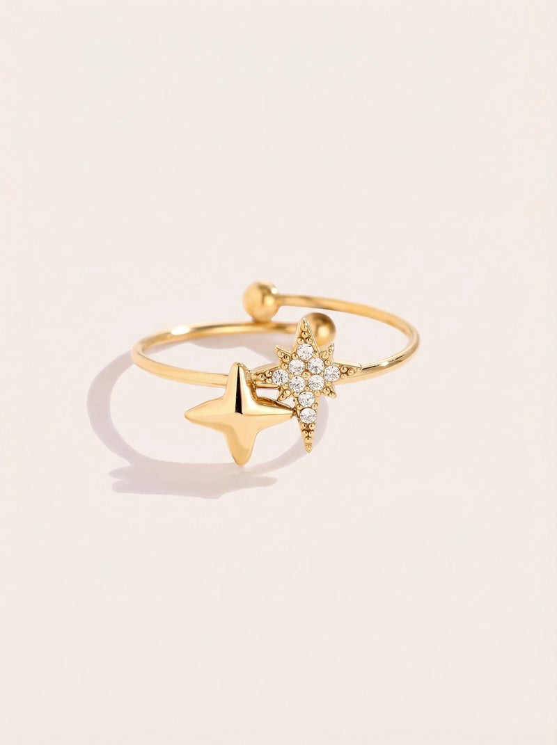 Two Sharp Stars Edelstahl Ring