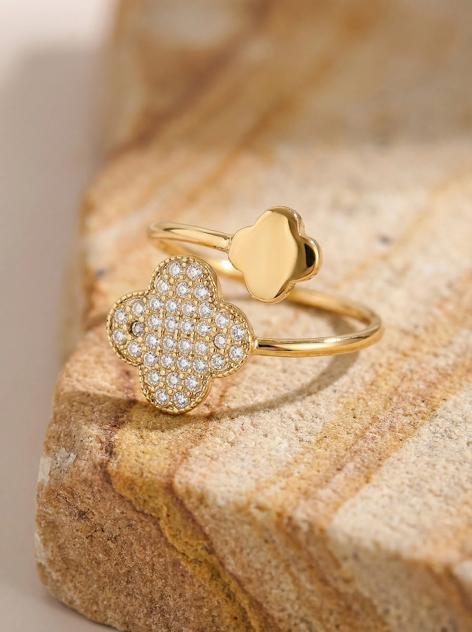 Nice Diamond Lucky Flower Edelstahl Ring - Produktbild 2