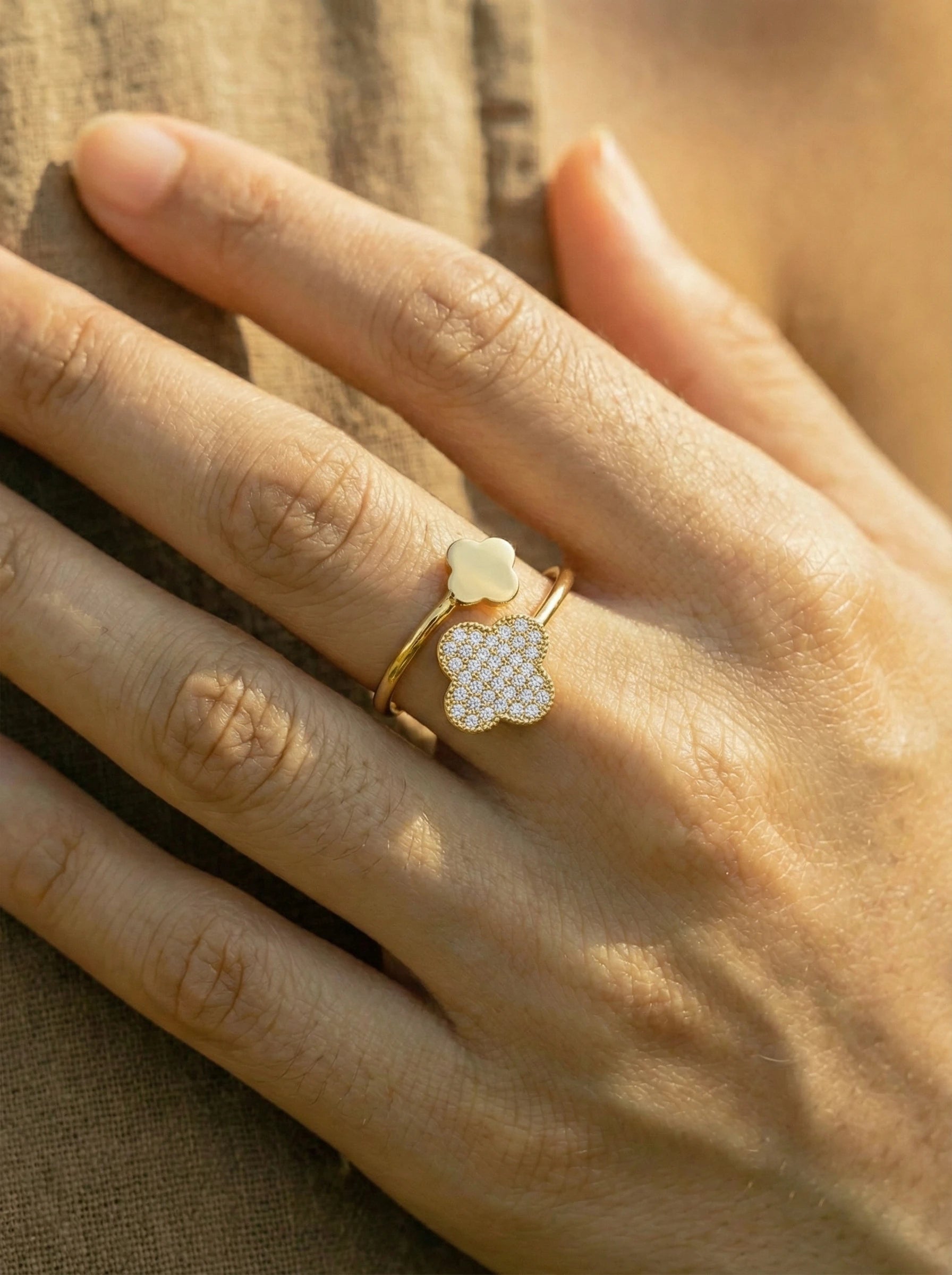 Nice Diamond Lucky Flower Edelstahl Ring - Produktbild 3