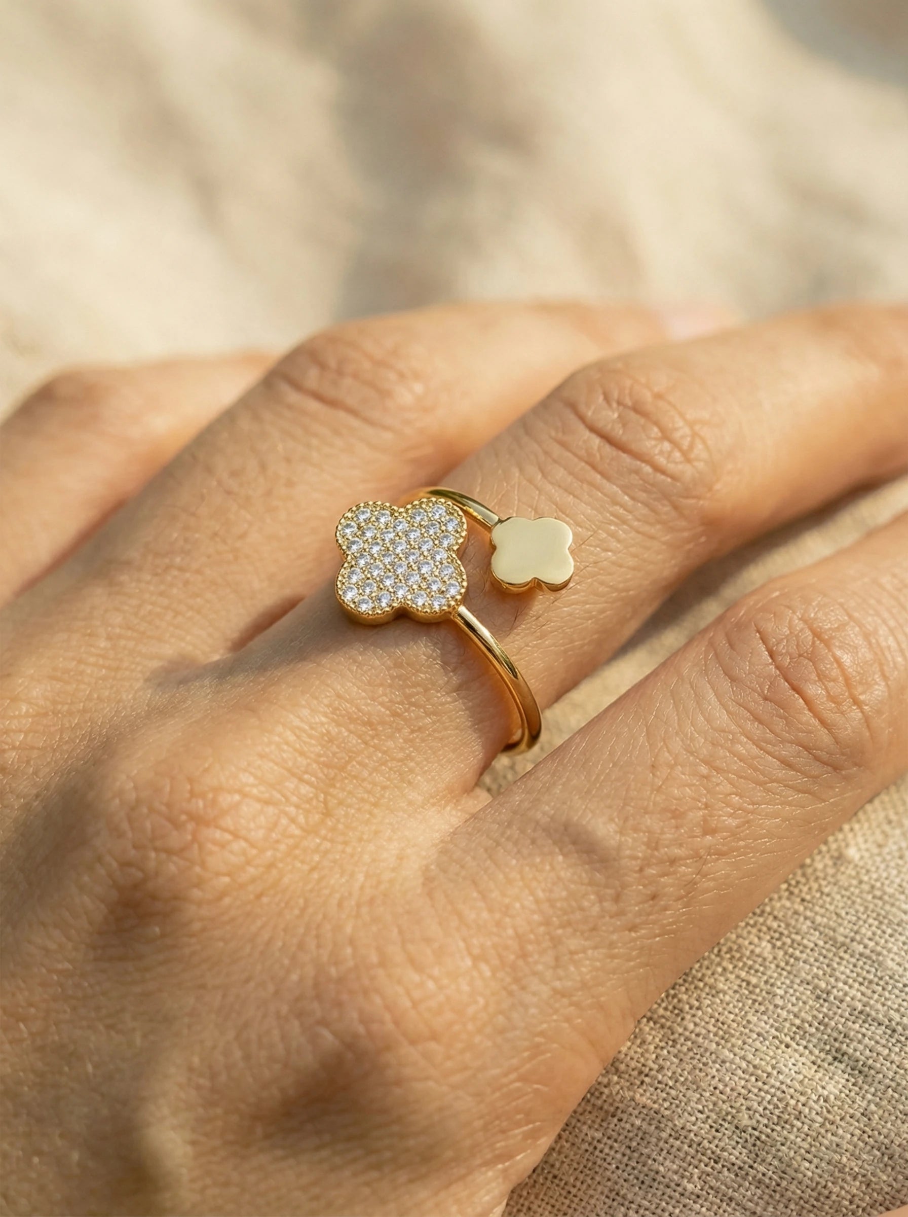 Nice Diamond Lucky Flower Edelstahl Ring - Produktbild 4