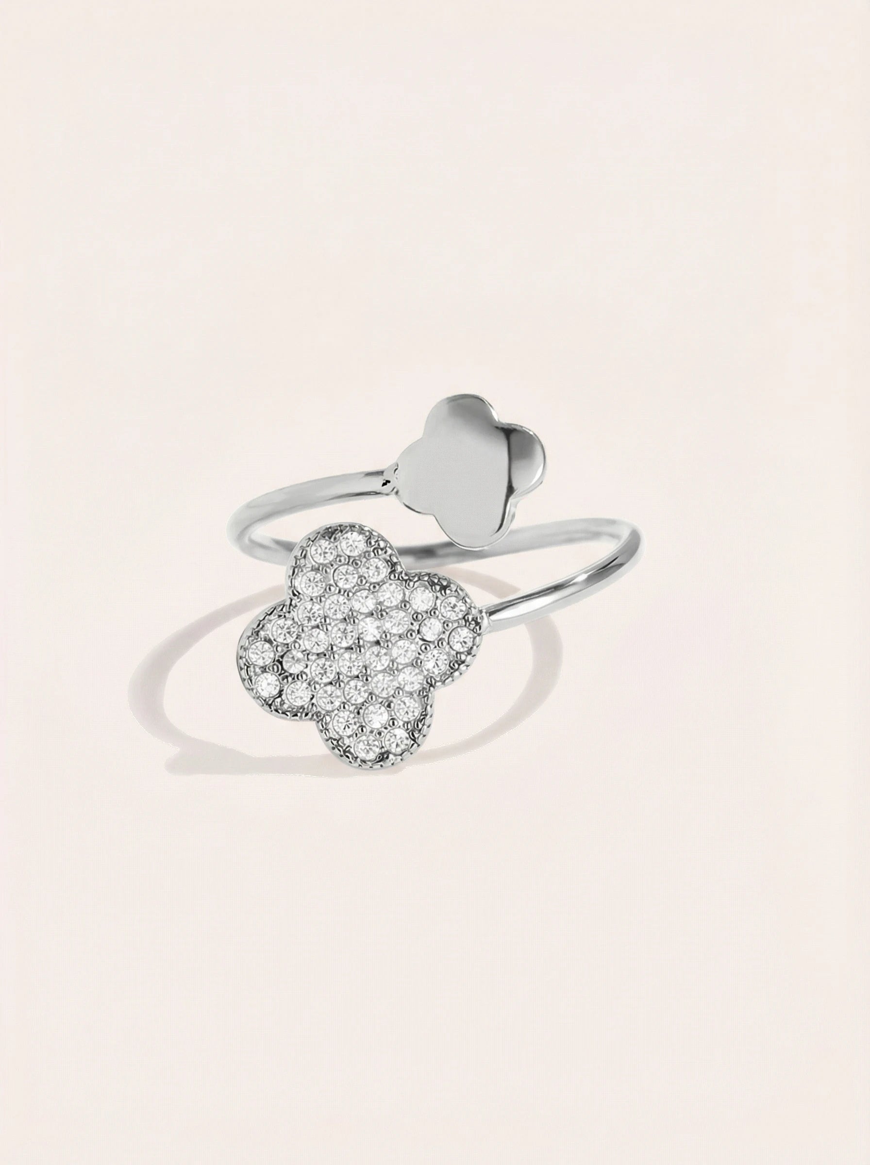 Nice Diamond Lucky Flower Edelstahl Ring - Produktbild 6