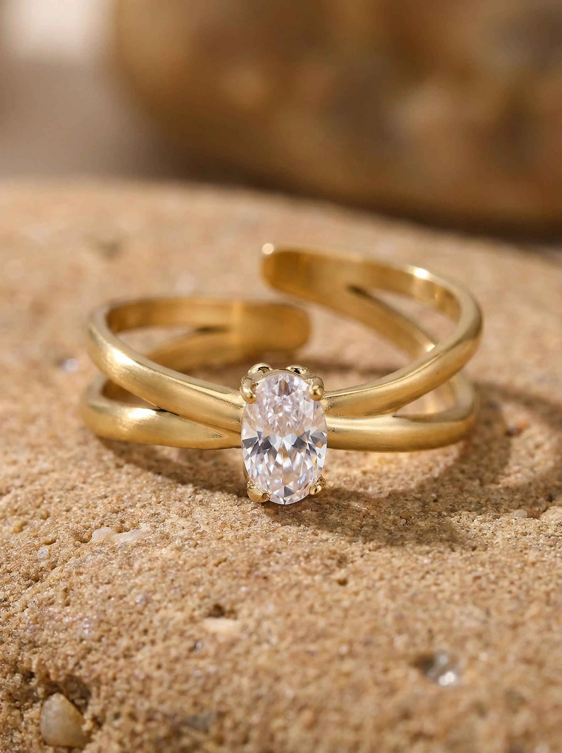 Nice Oval Diamond Edelstahl Ring - Produktbild 2