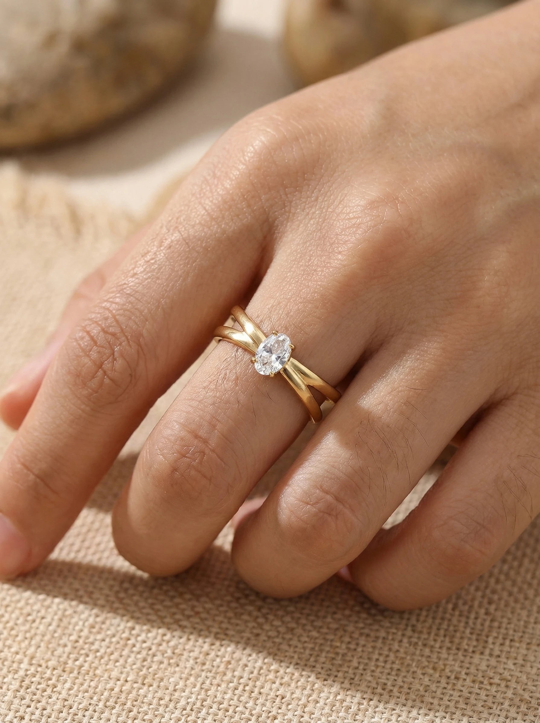 Nice Oval Diamond Edelstahl Ring - Produktbild 3