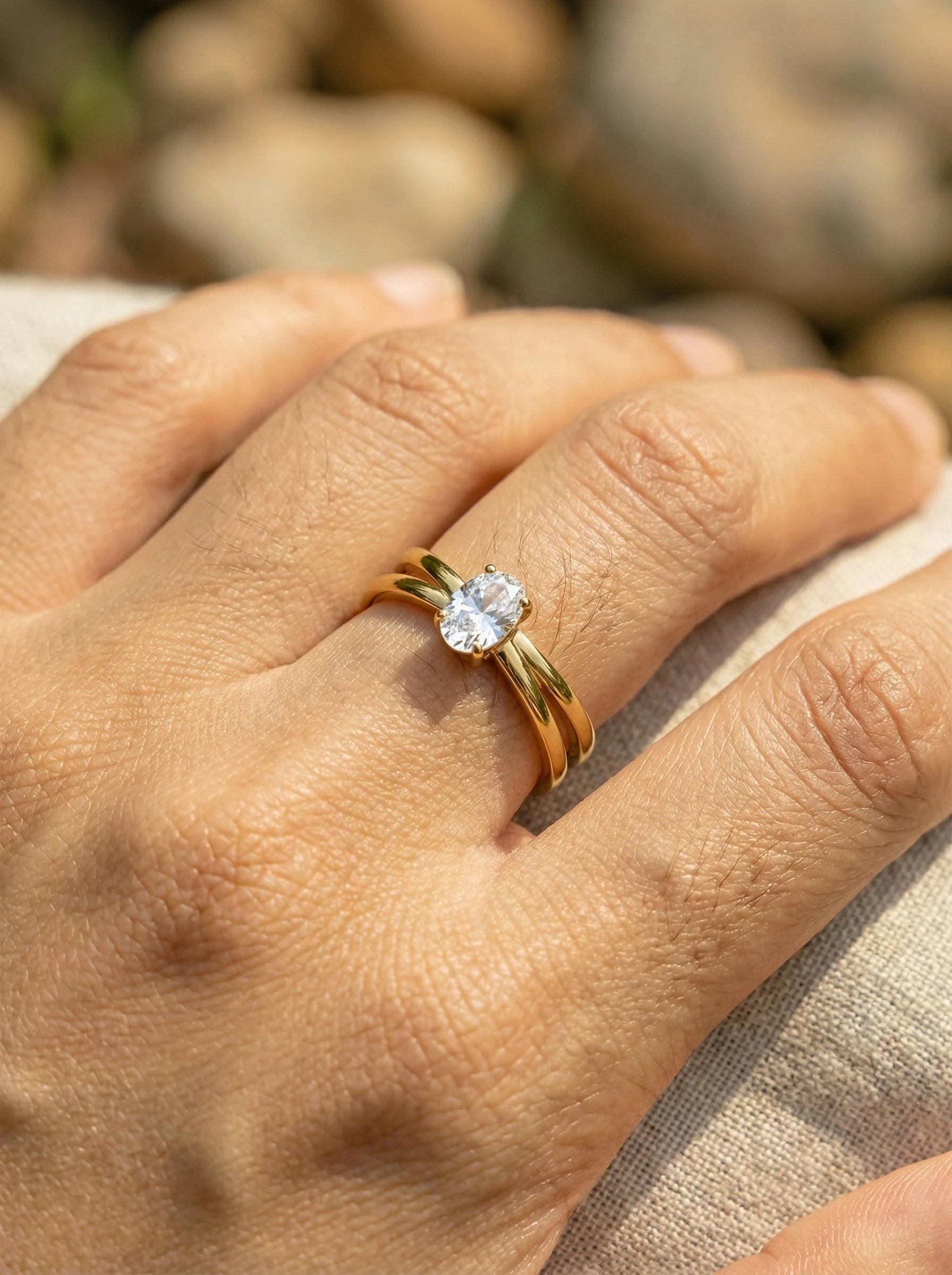Nice Oval Diamond Edelstahl Ring - Produktbild 4