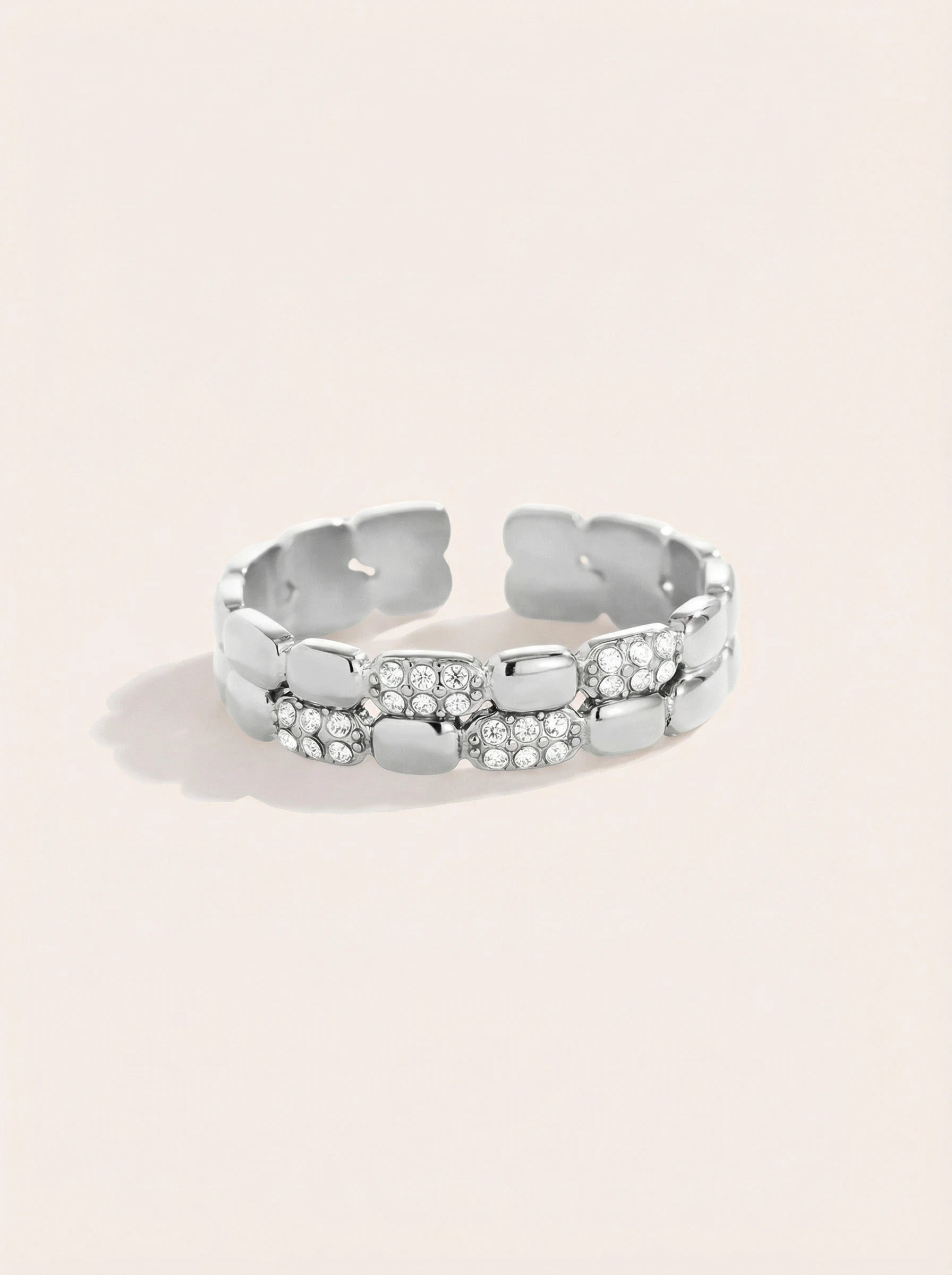 Two Layer Oval Group Diamond Edelstahl Ring - Produktbild 8