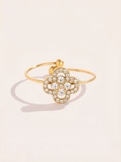 Diamond Lucky Flower Edelstahl Ring