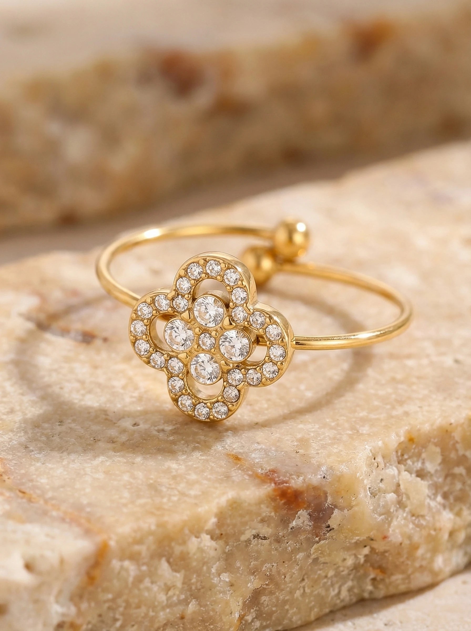 Diamond Lucky Flower Edelstahl Ring - Produktbild 2