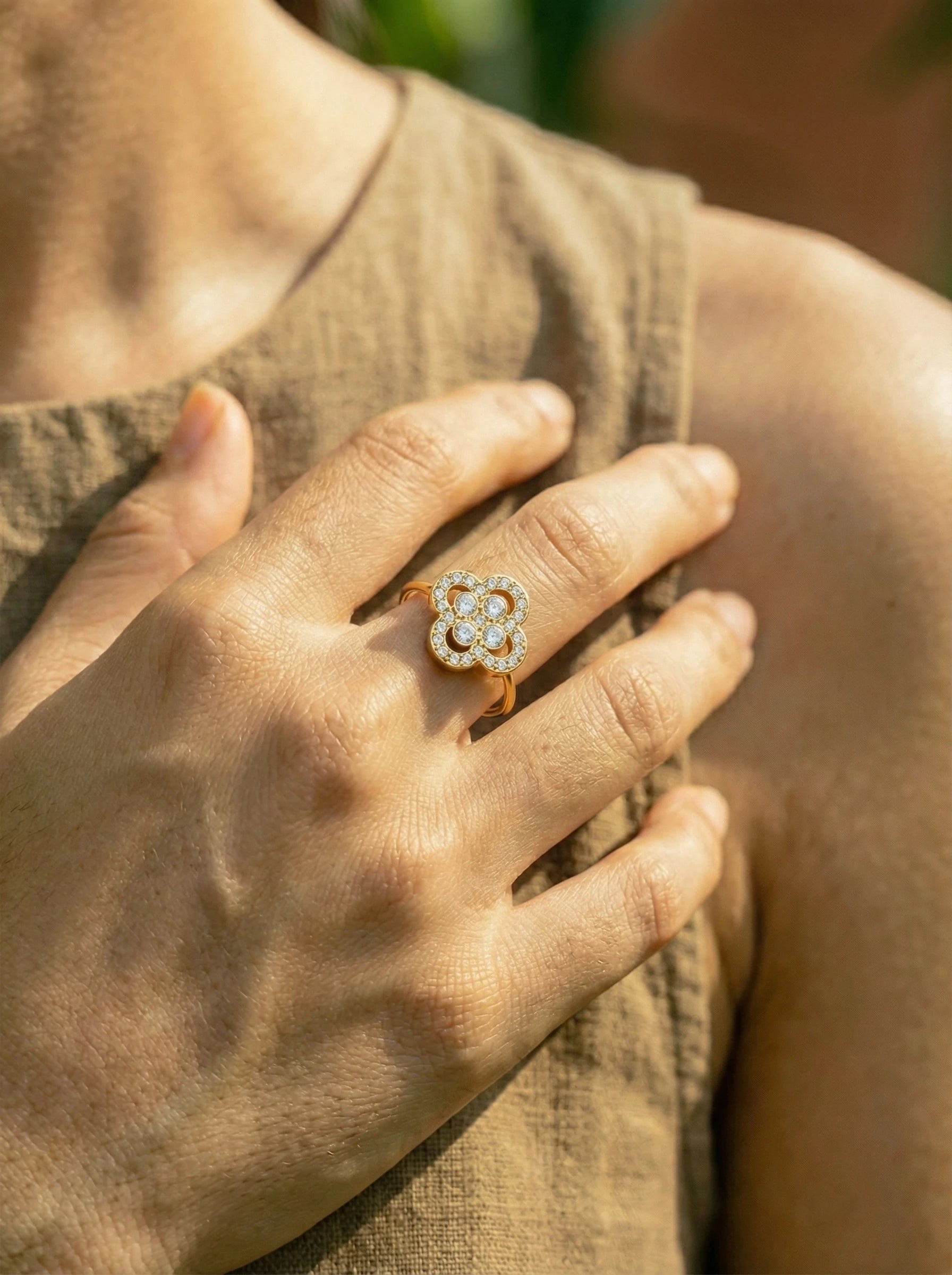 Diamond Lucky Flower Edelstahl Ring - Produktbild 3