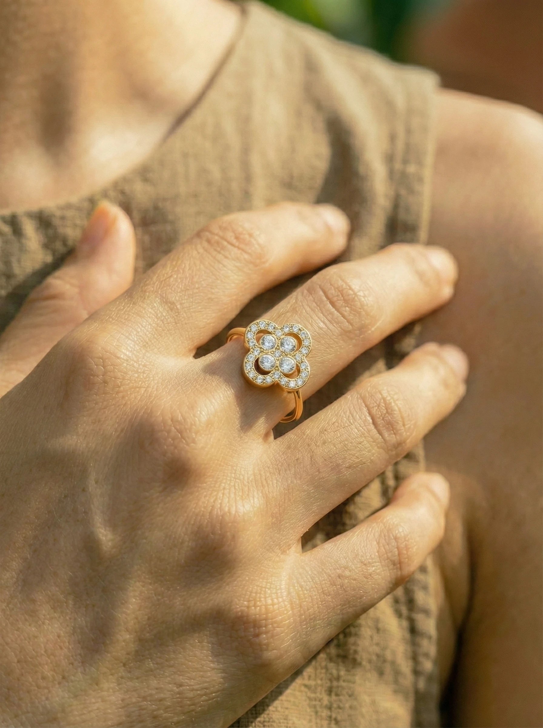 Diamond Lucky Flower Edelstahl Ring - Produktbild 4
