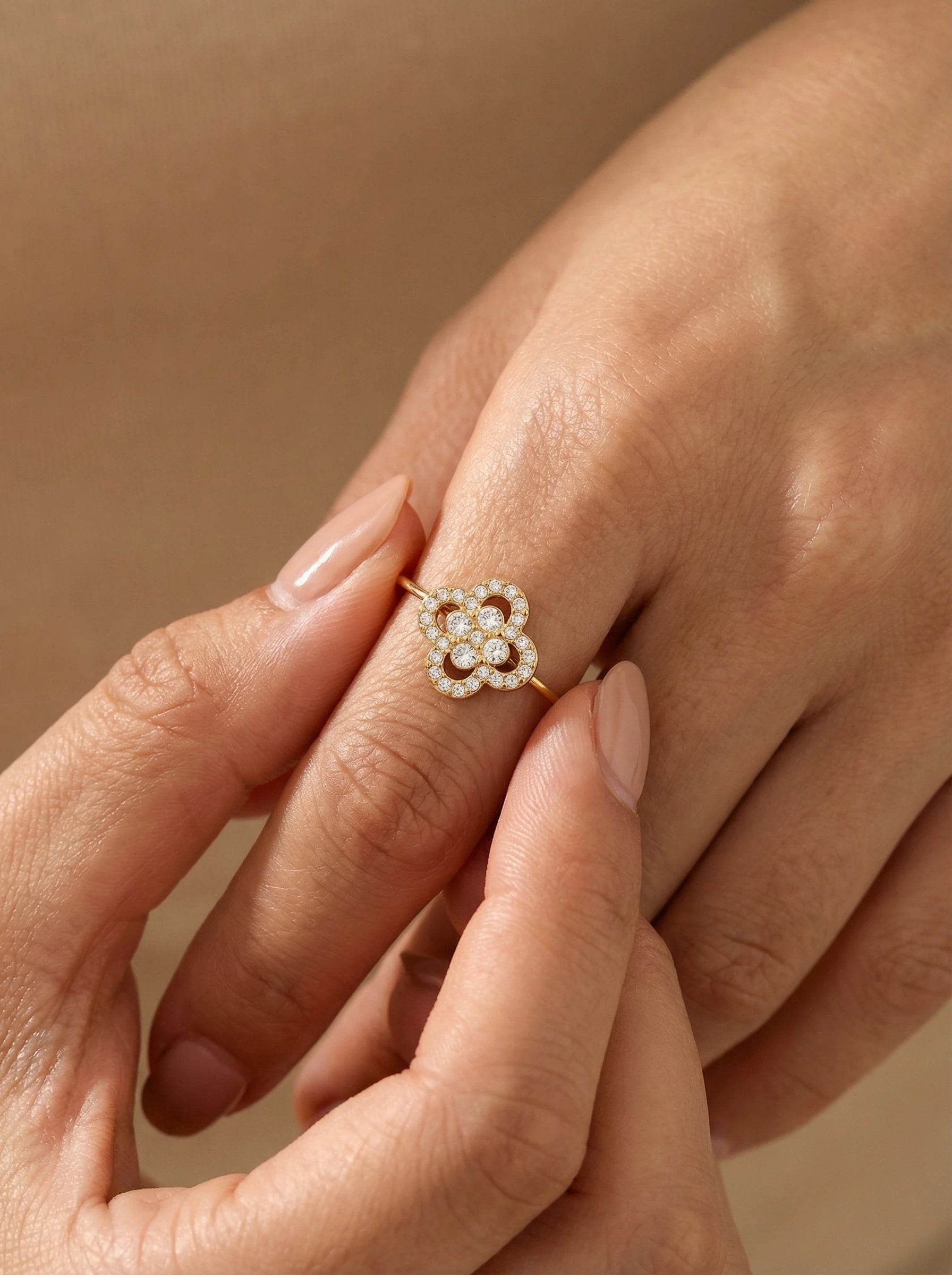 Diamond Lucky Flower Edelstahl Ring - Produktbild 5