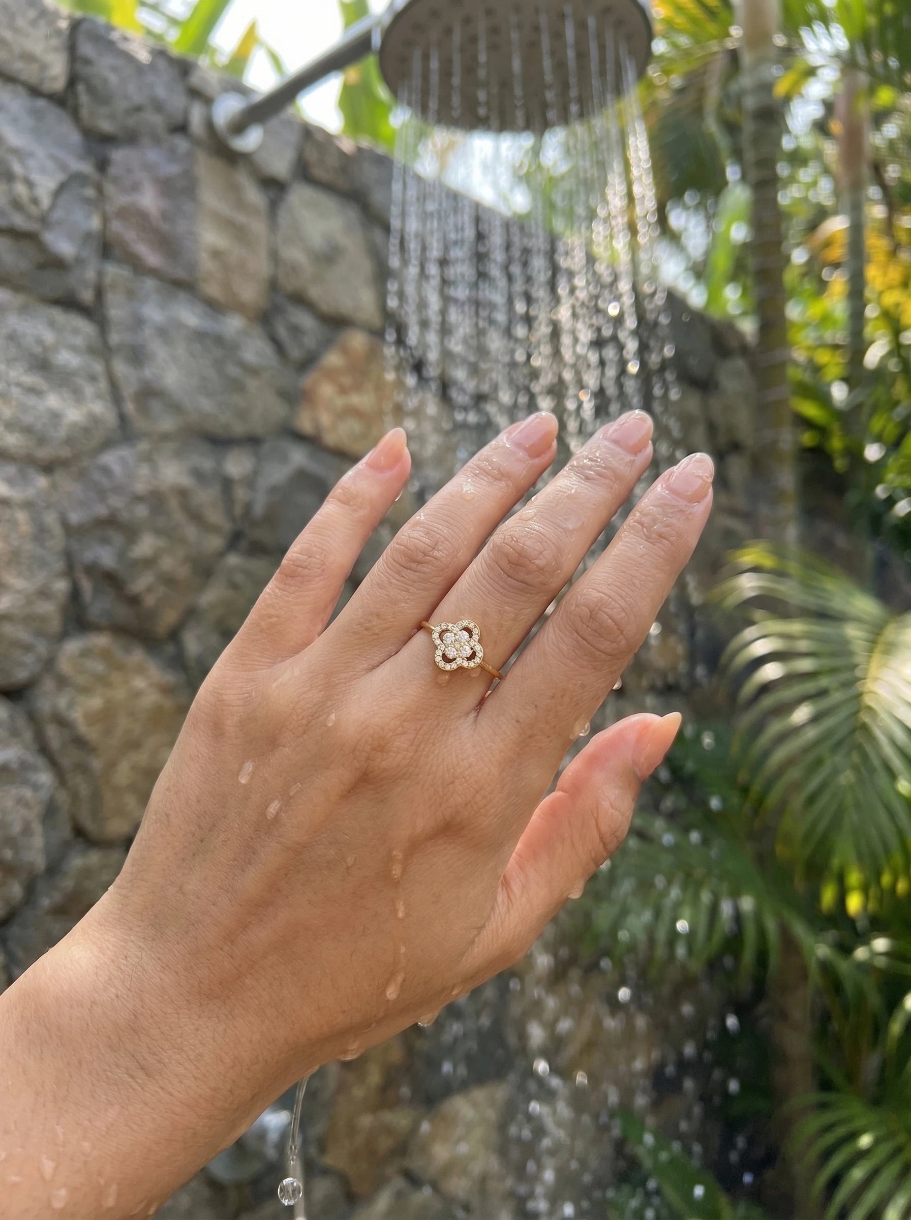 Diamond Lucky Flower Edelstahl Ring - Produktbild 8